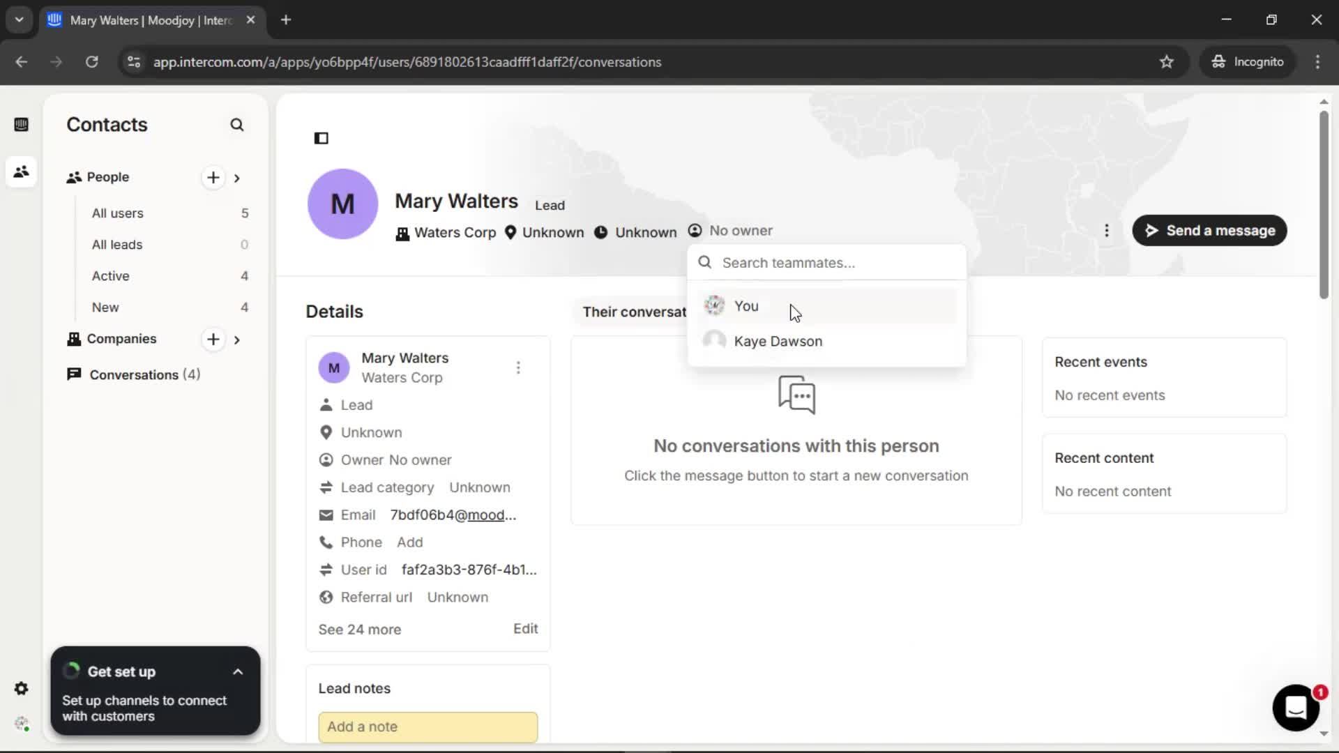 Adding leads screenshot