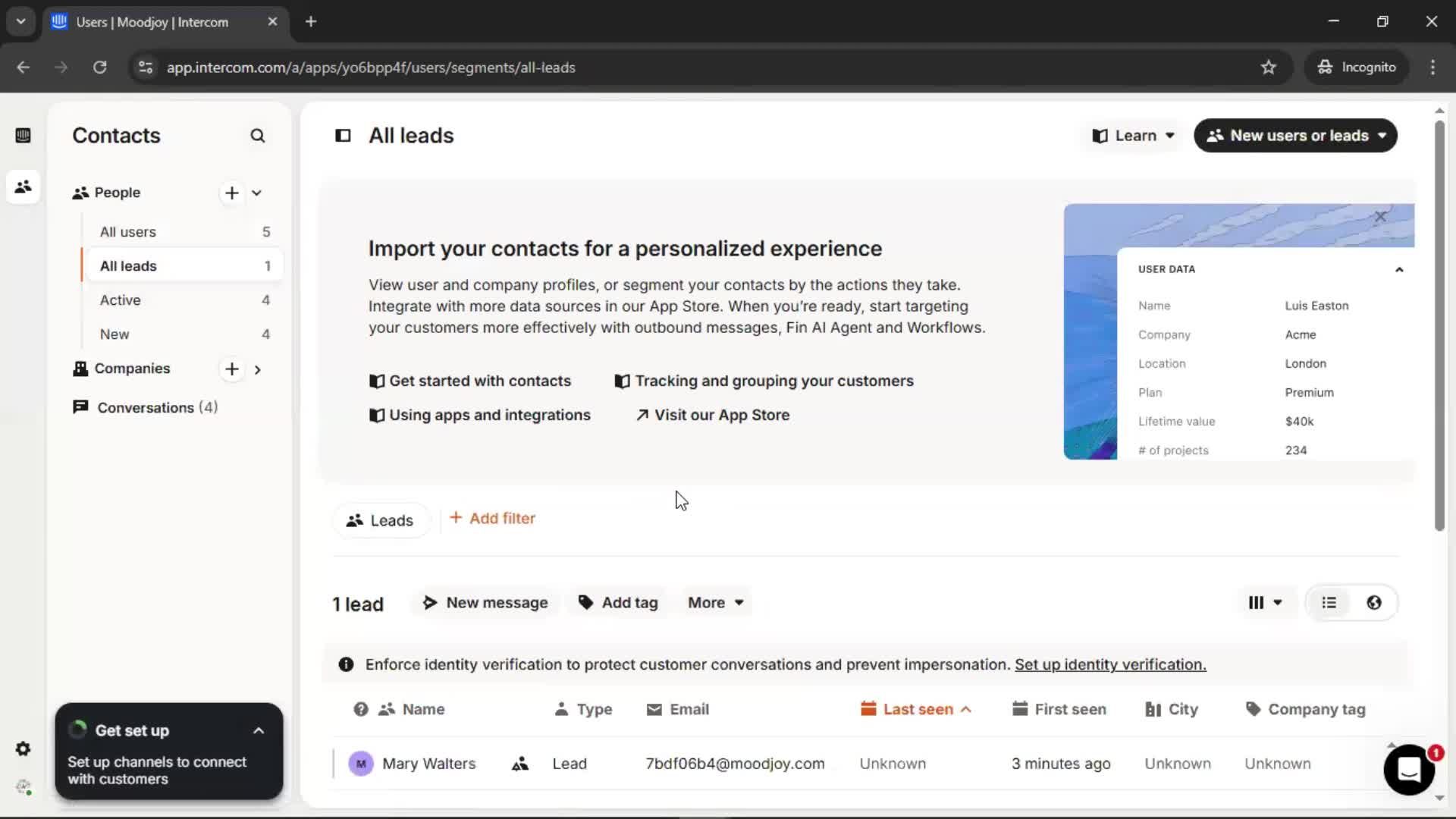 Adding leads screenshot