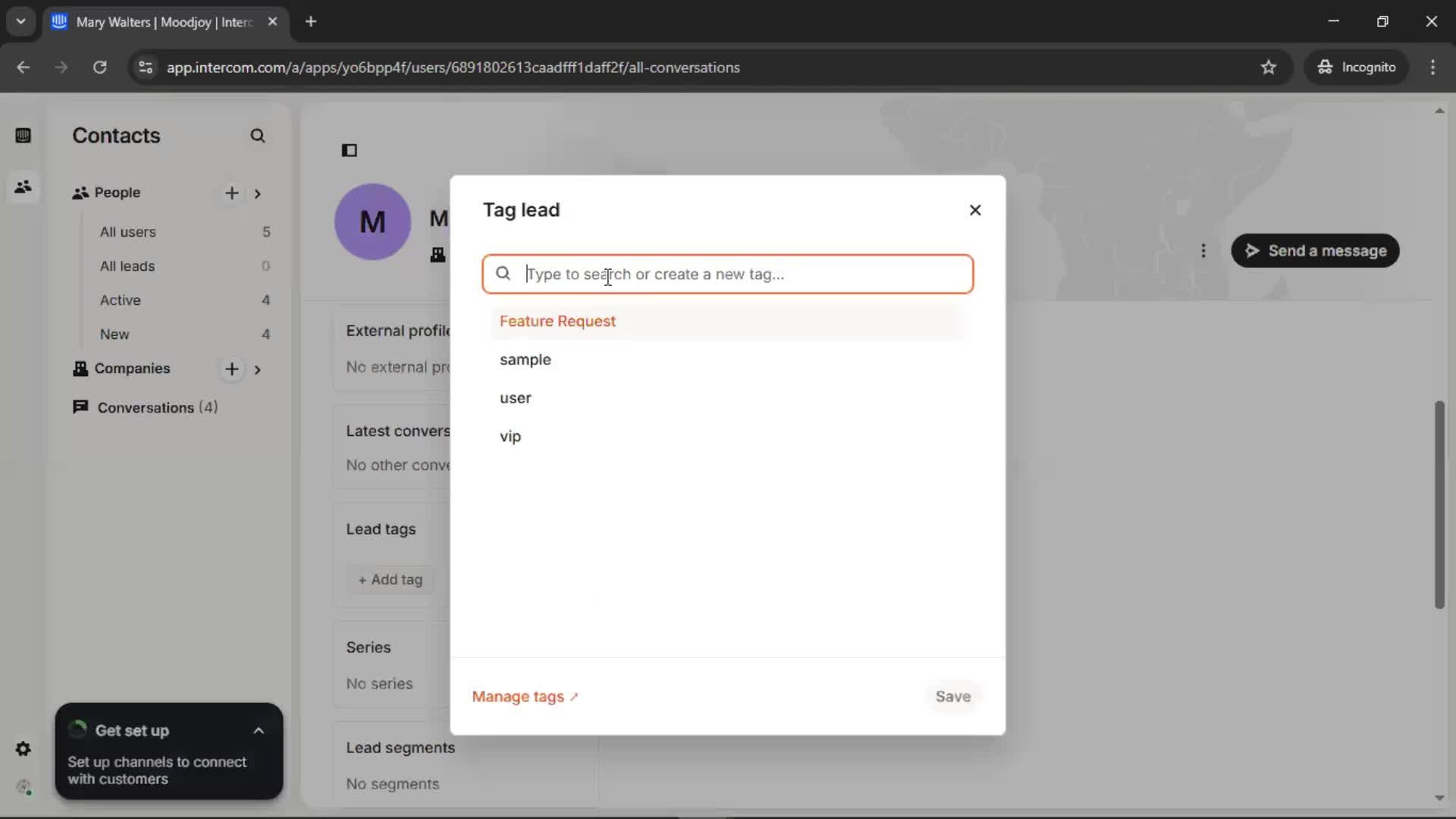 Adding leads screenshot