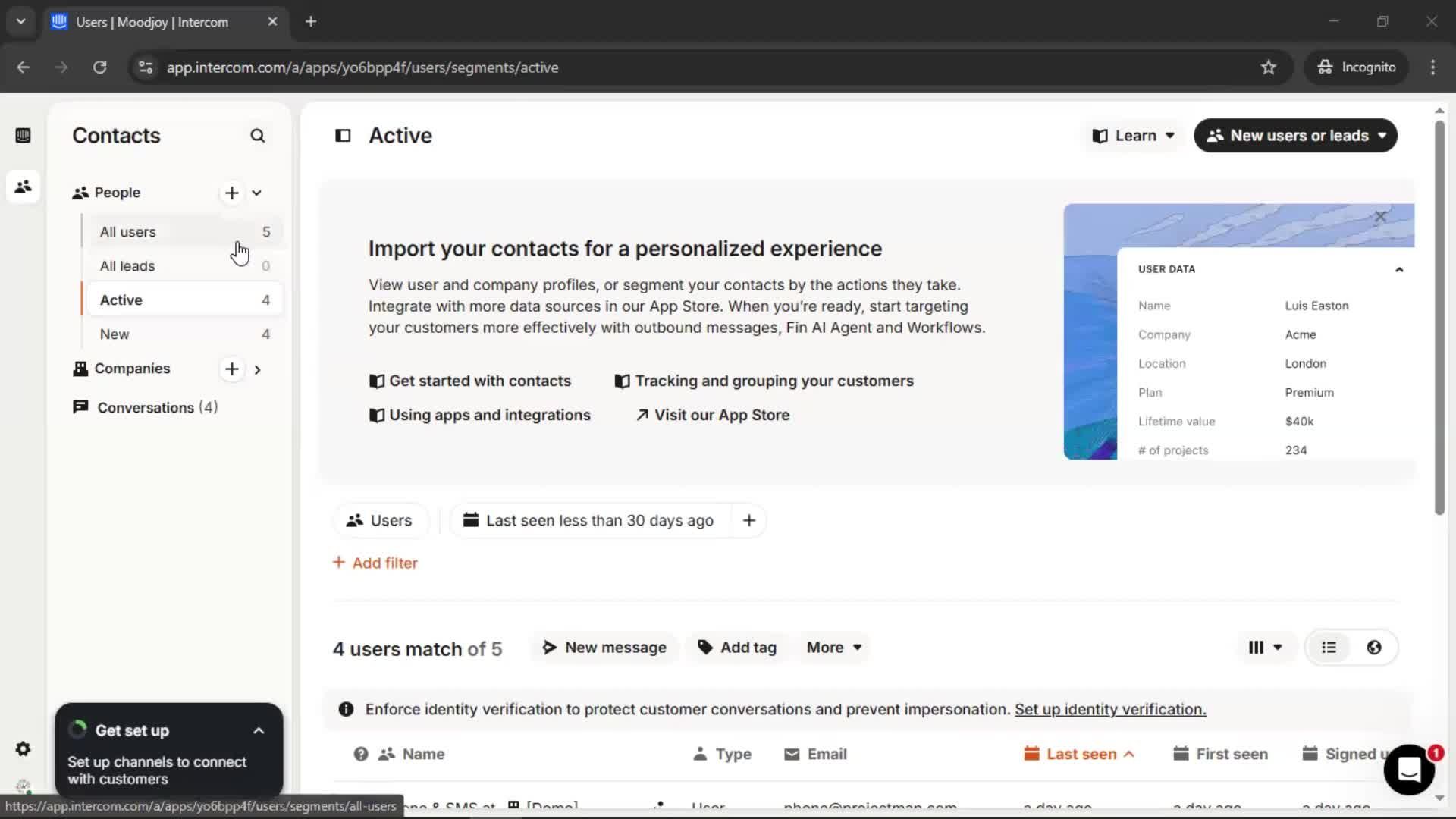 Adding leads screenshot