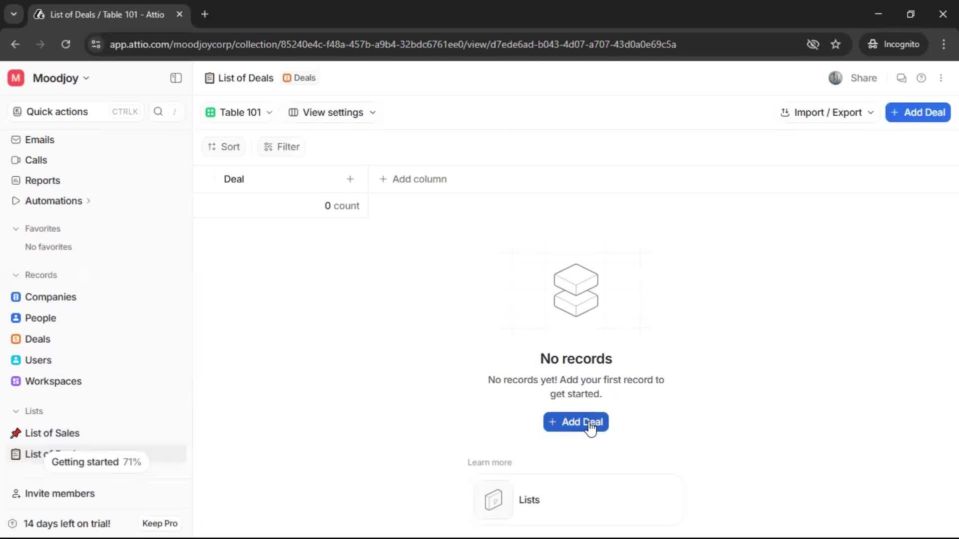 Creating a list screenshot