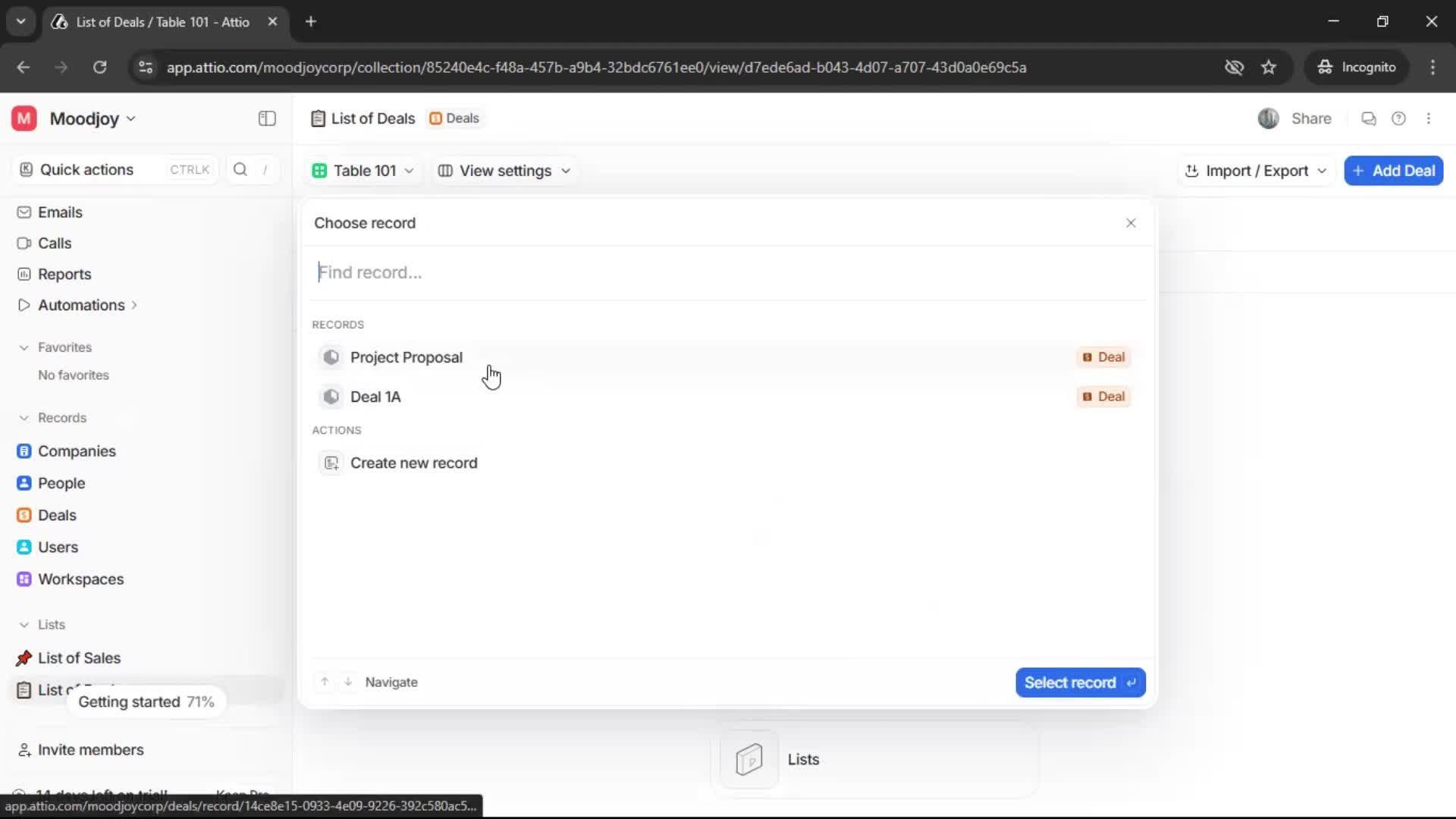 Creating a list screenshot