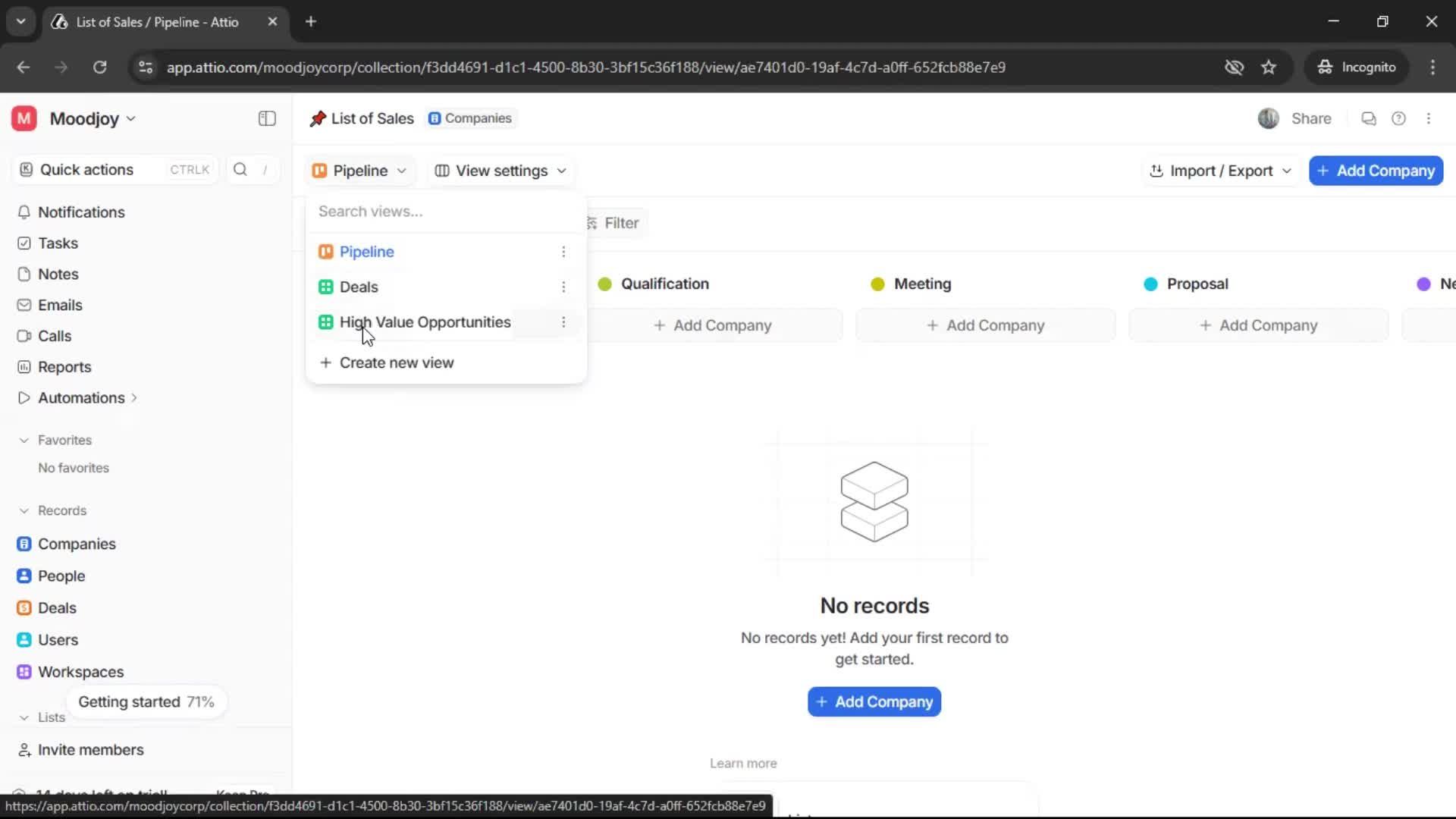 Creating a list screenshot