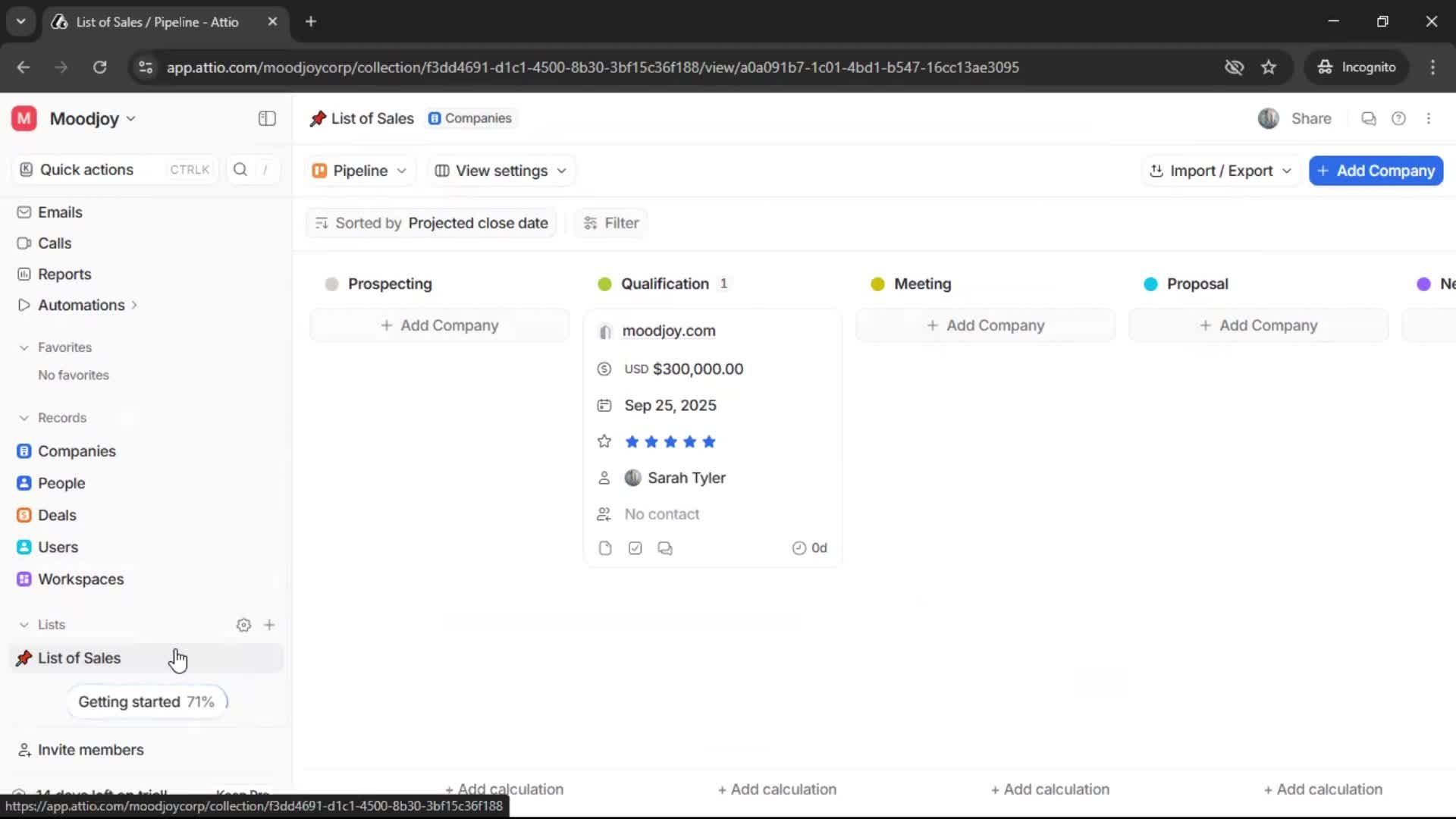 Creating a list screenshot