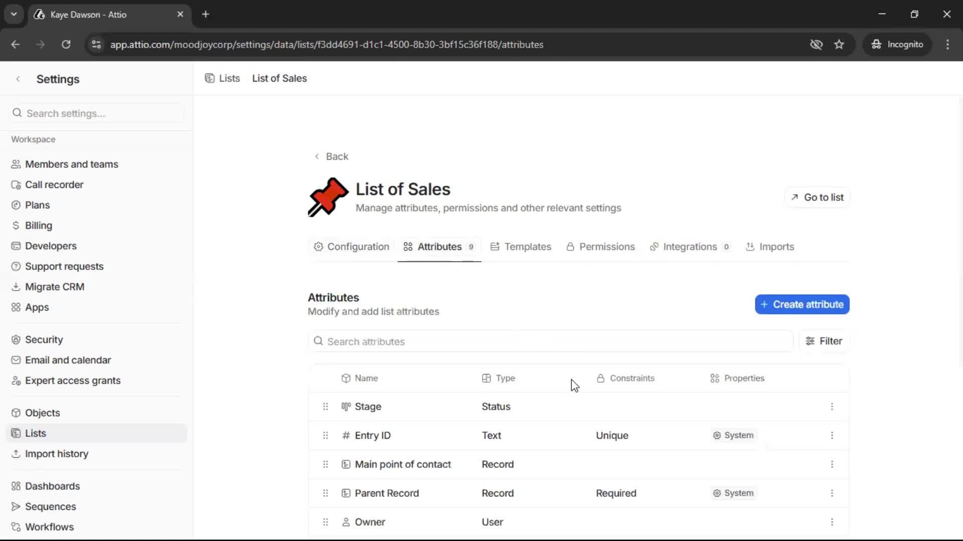 Creating a list screenshot