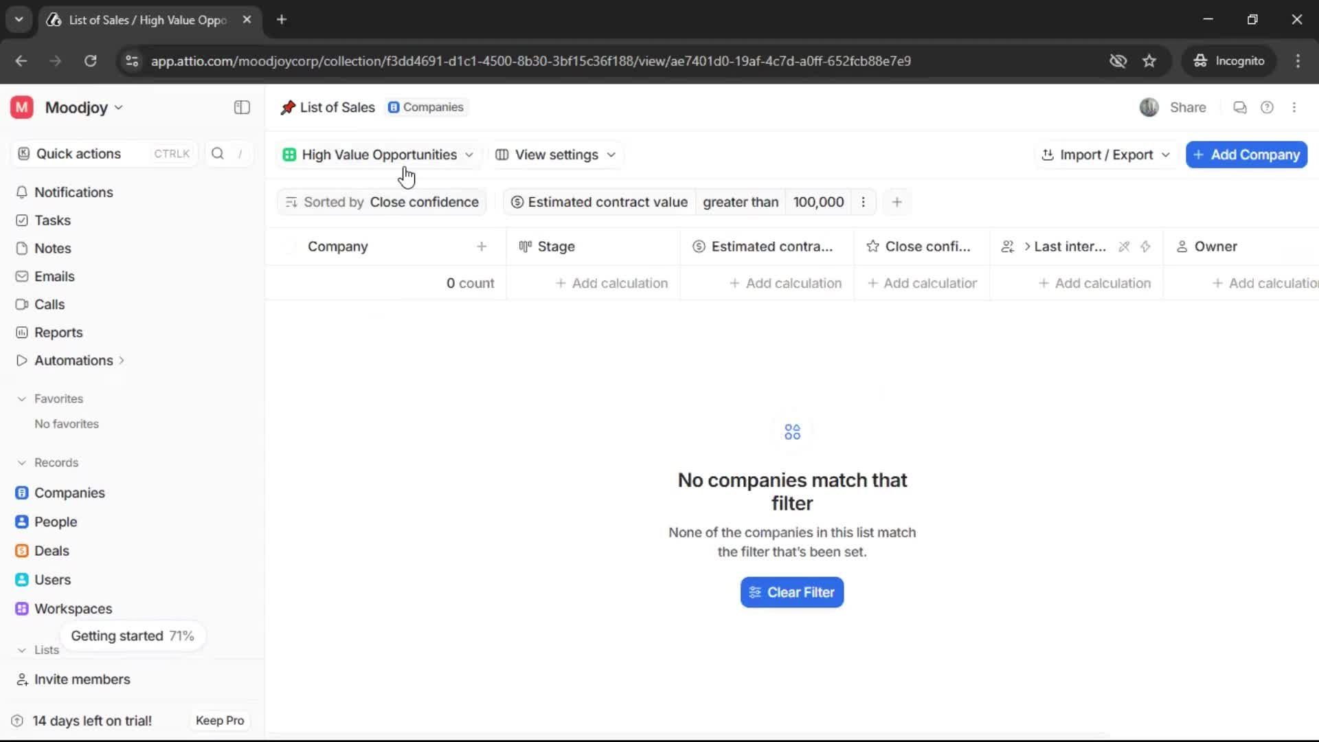 Creating a list screenshot