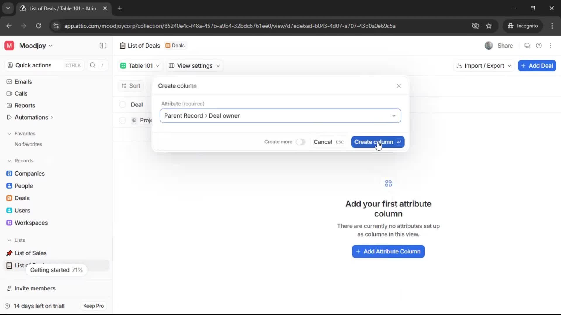 Creating a list screenshot