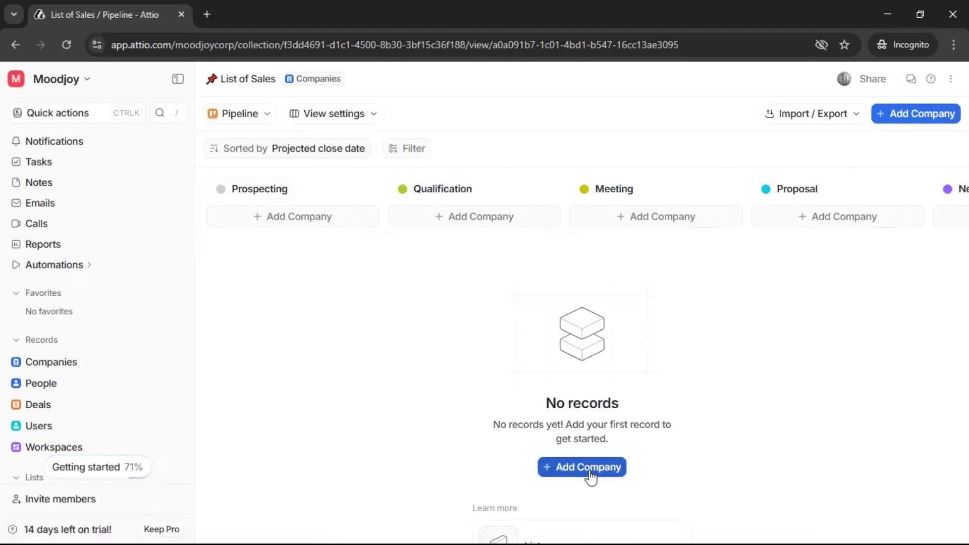 Creating a list screenshot