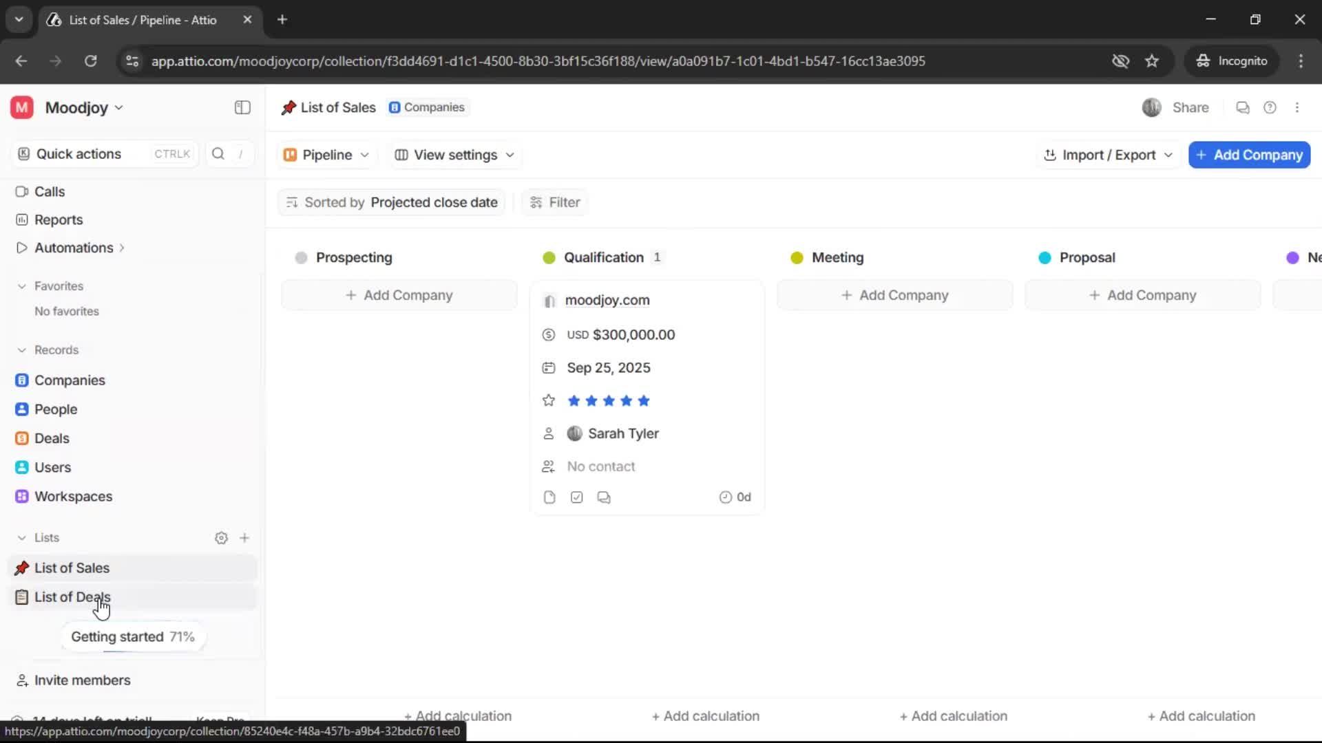 Creating a list screenshot