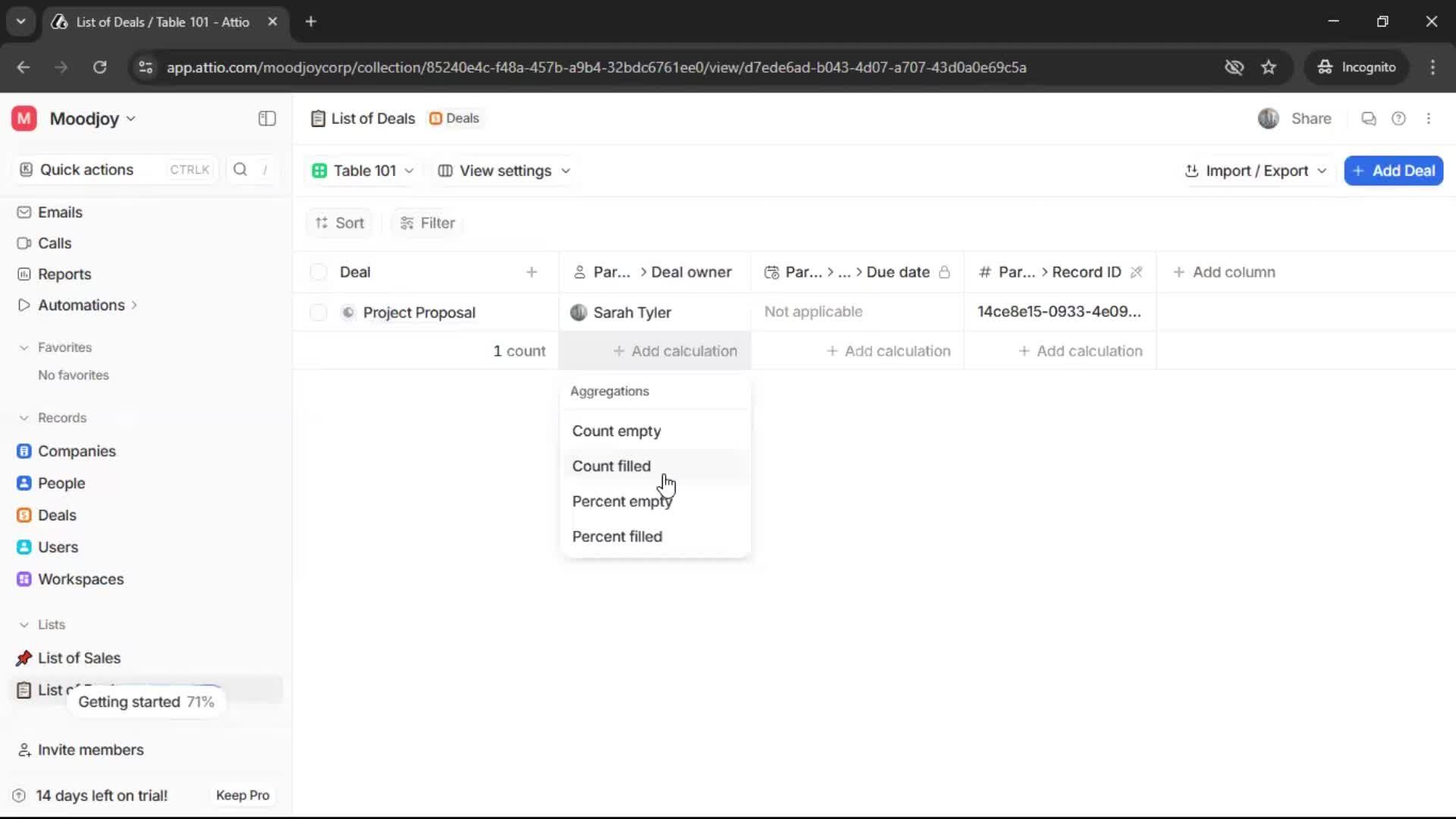 Creating a list screenshot