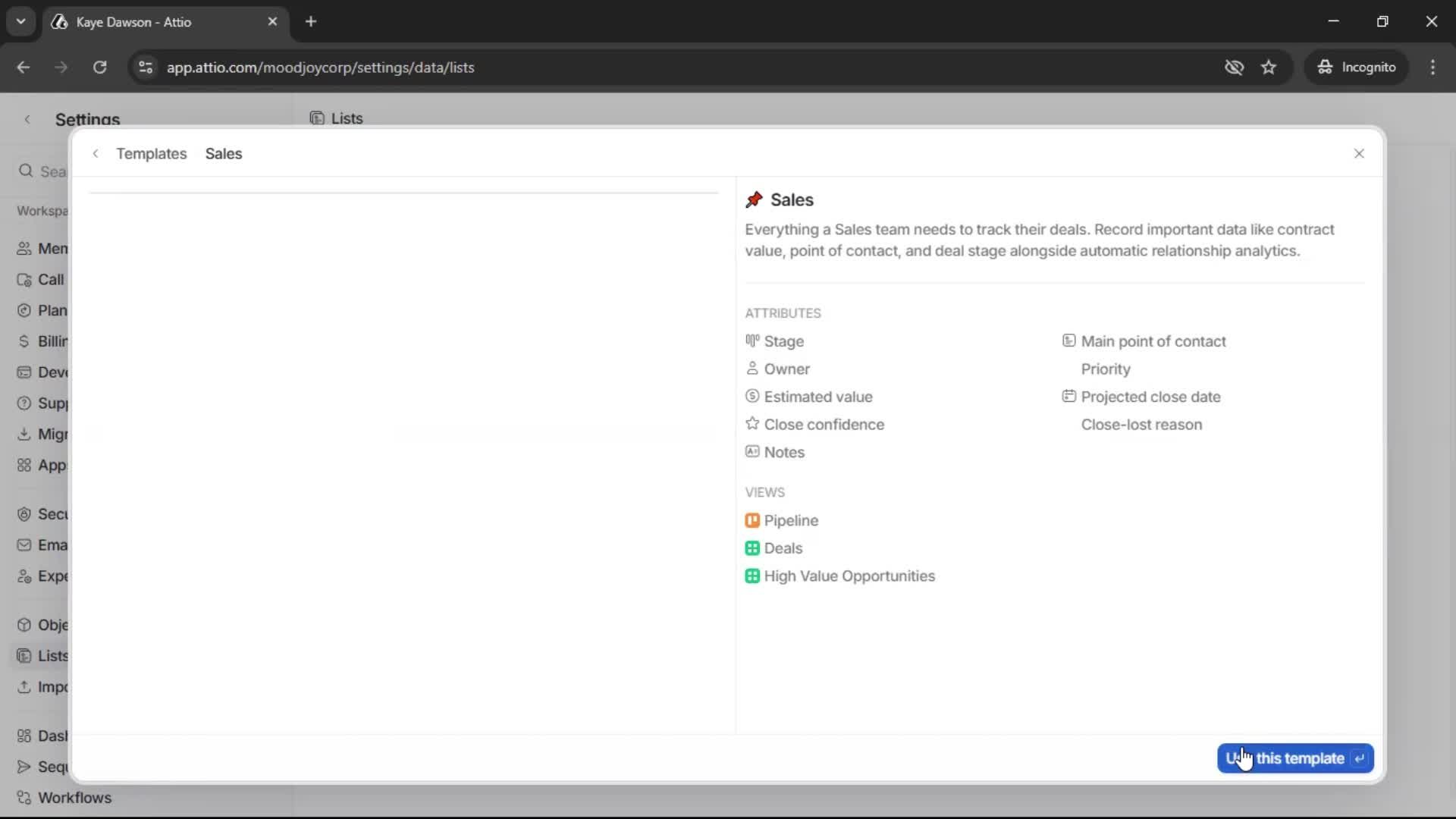 Creating a list screenshot
