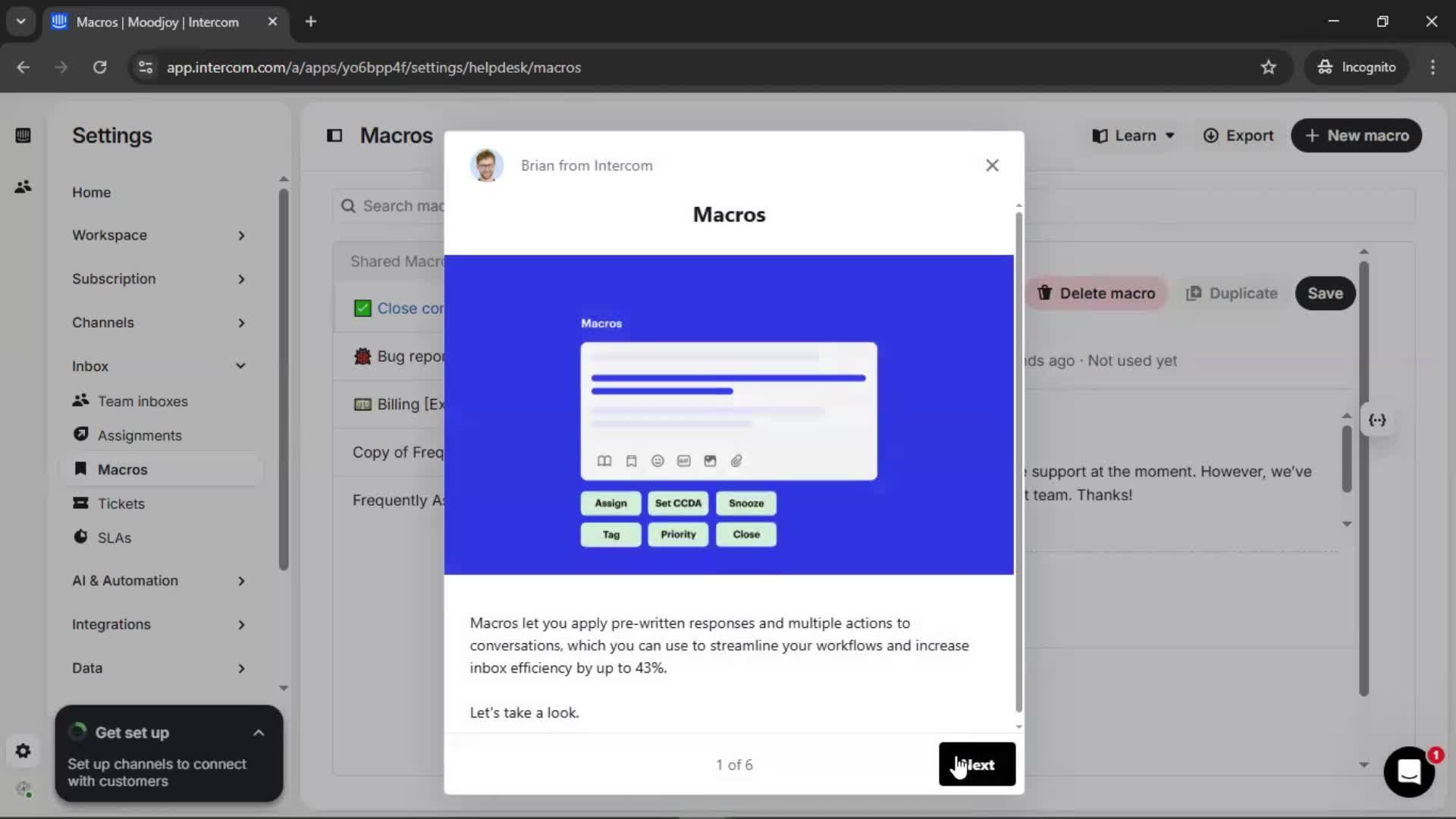 Creating saved reply screenshot
