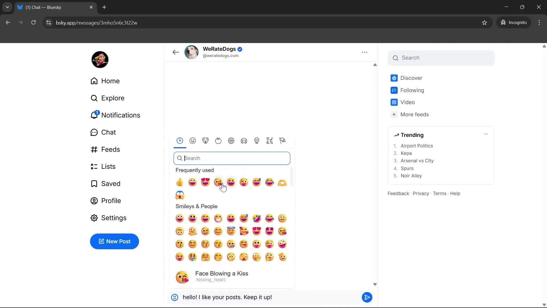 Sending messages screenshot