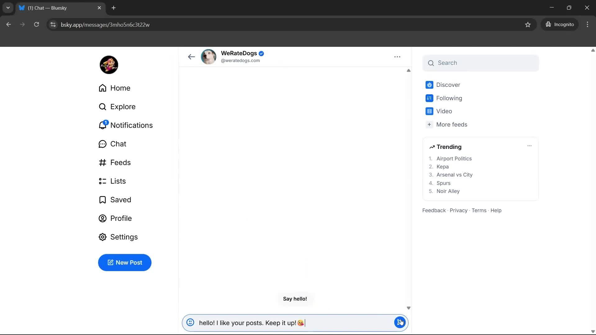 Sending messages screenshot