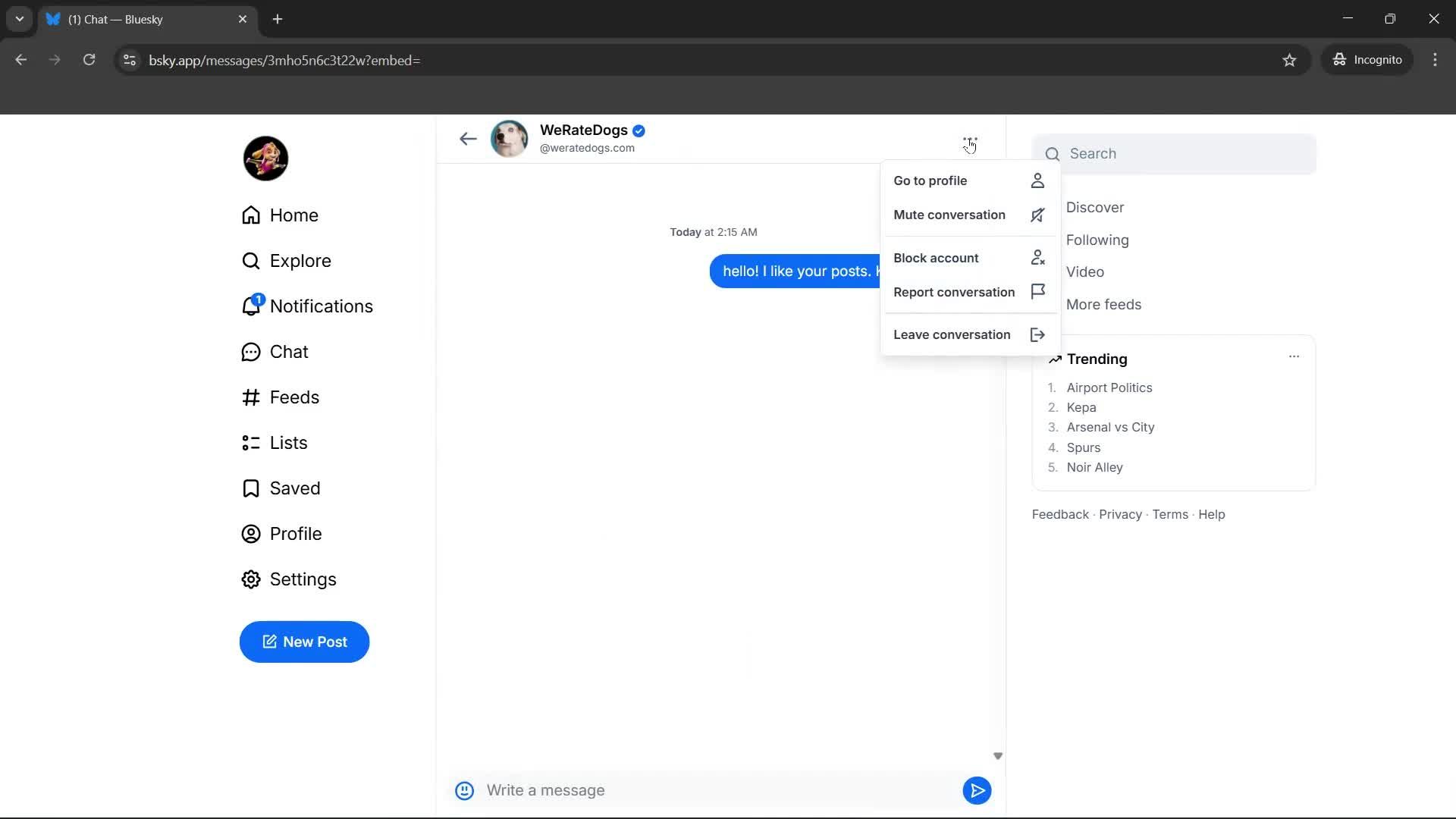 Sending messages screenshot