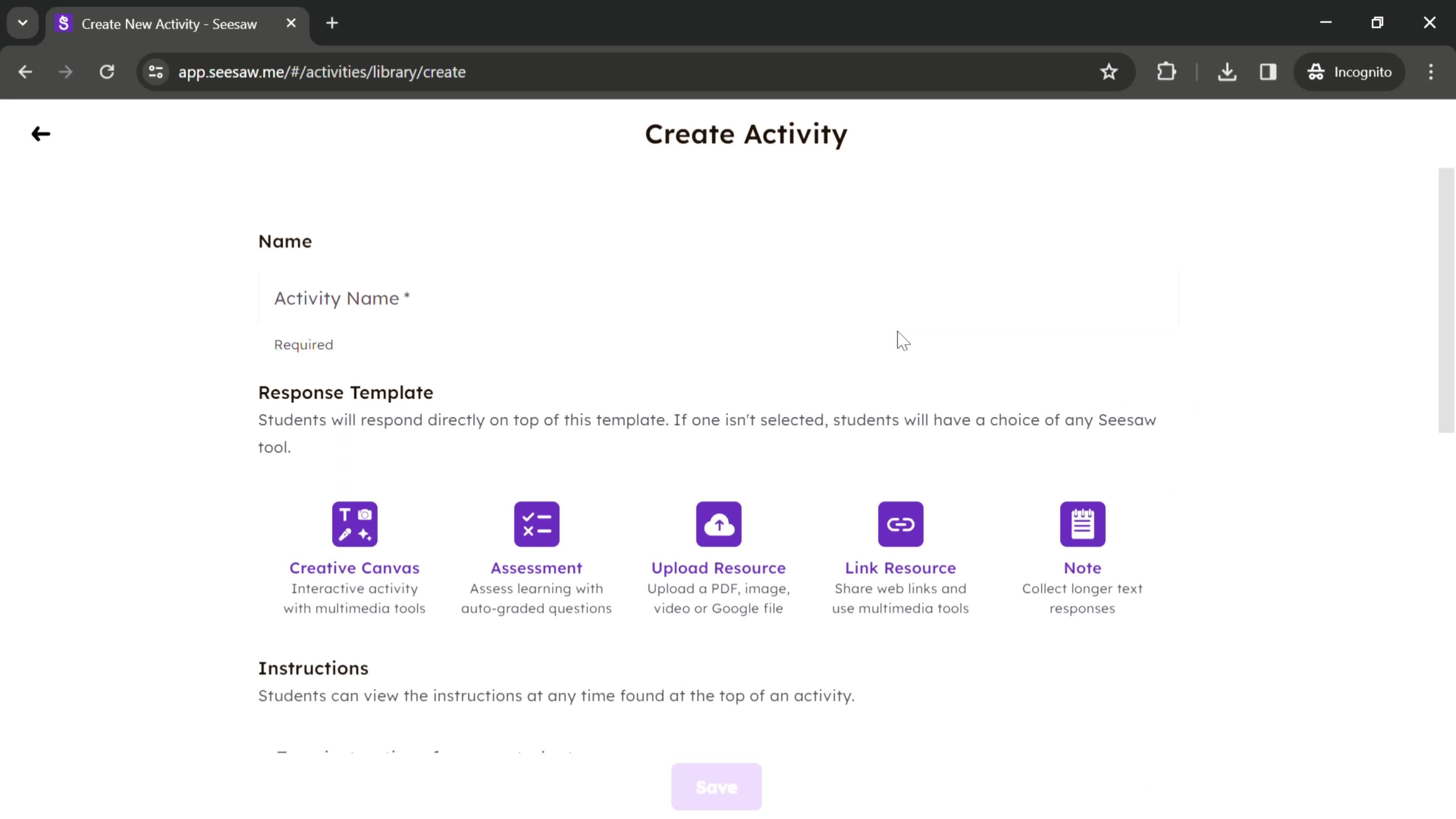 Creating an activity screenshot