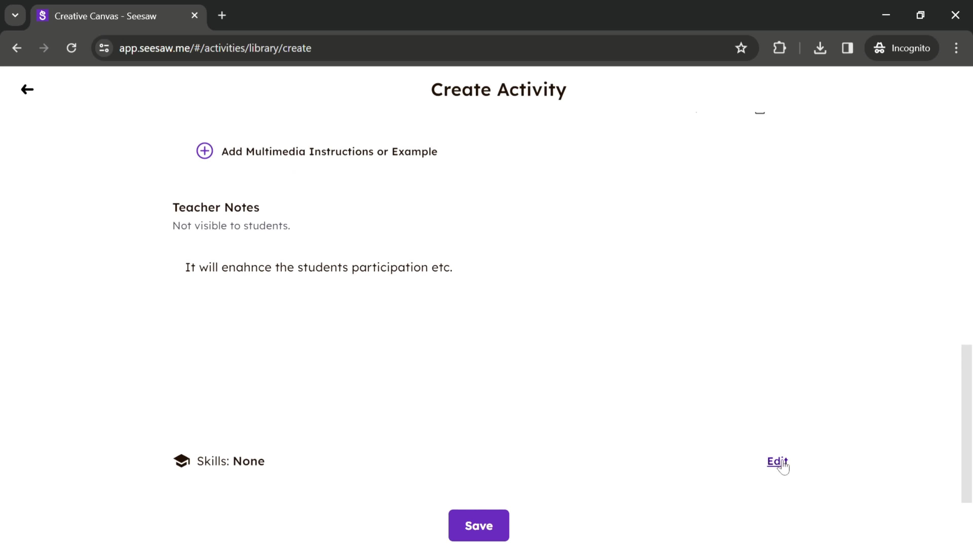 Creating an activity screenshot