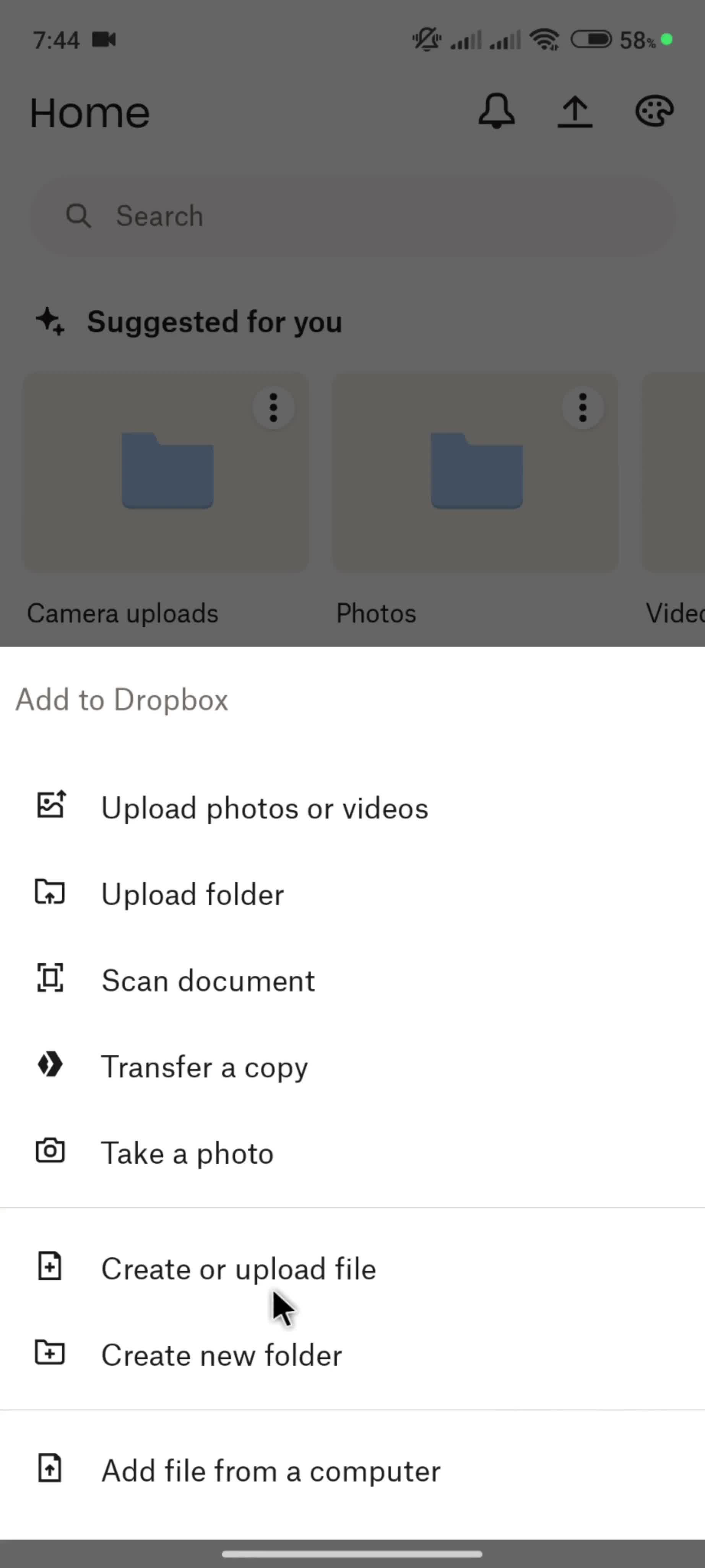 Adding files screenshot