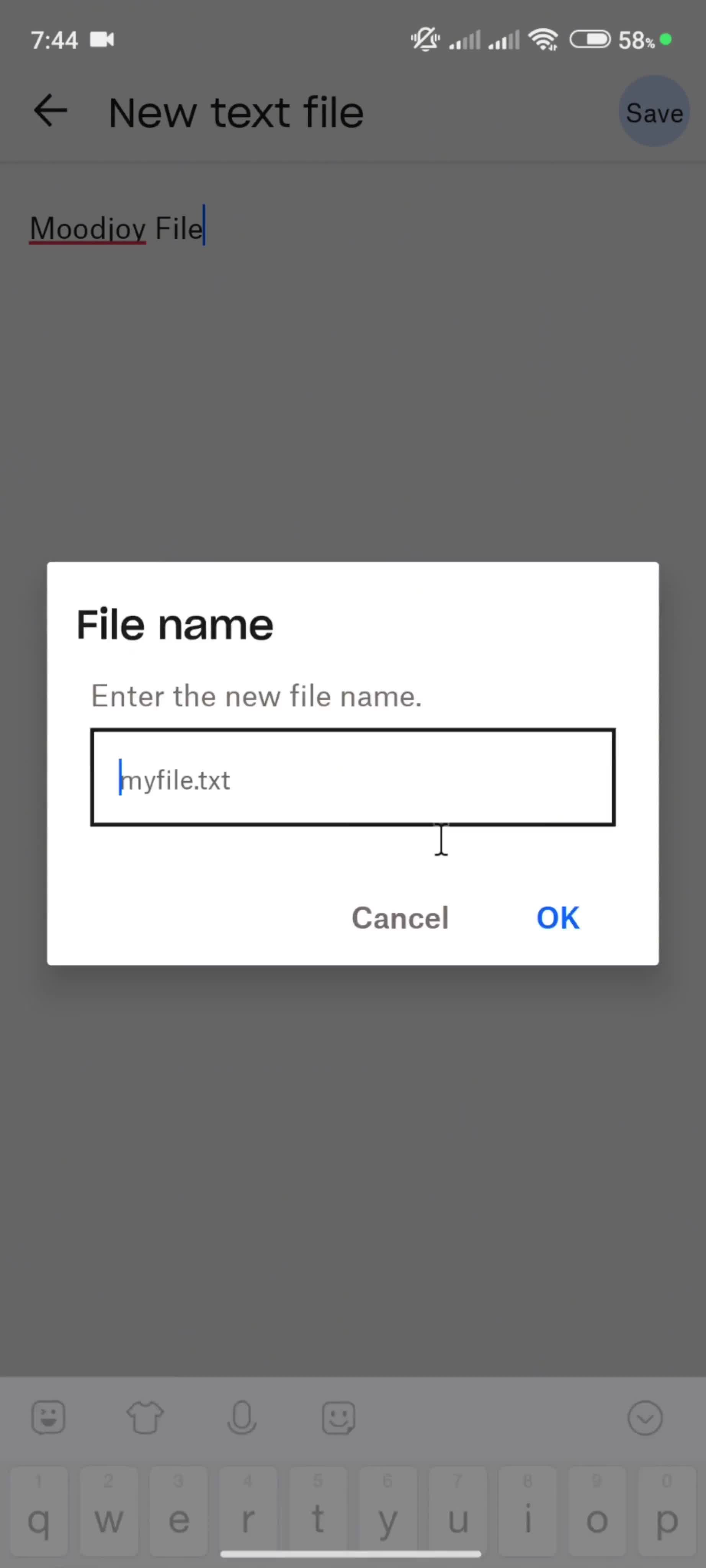 Adding files screenshot