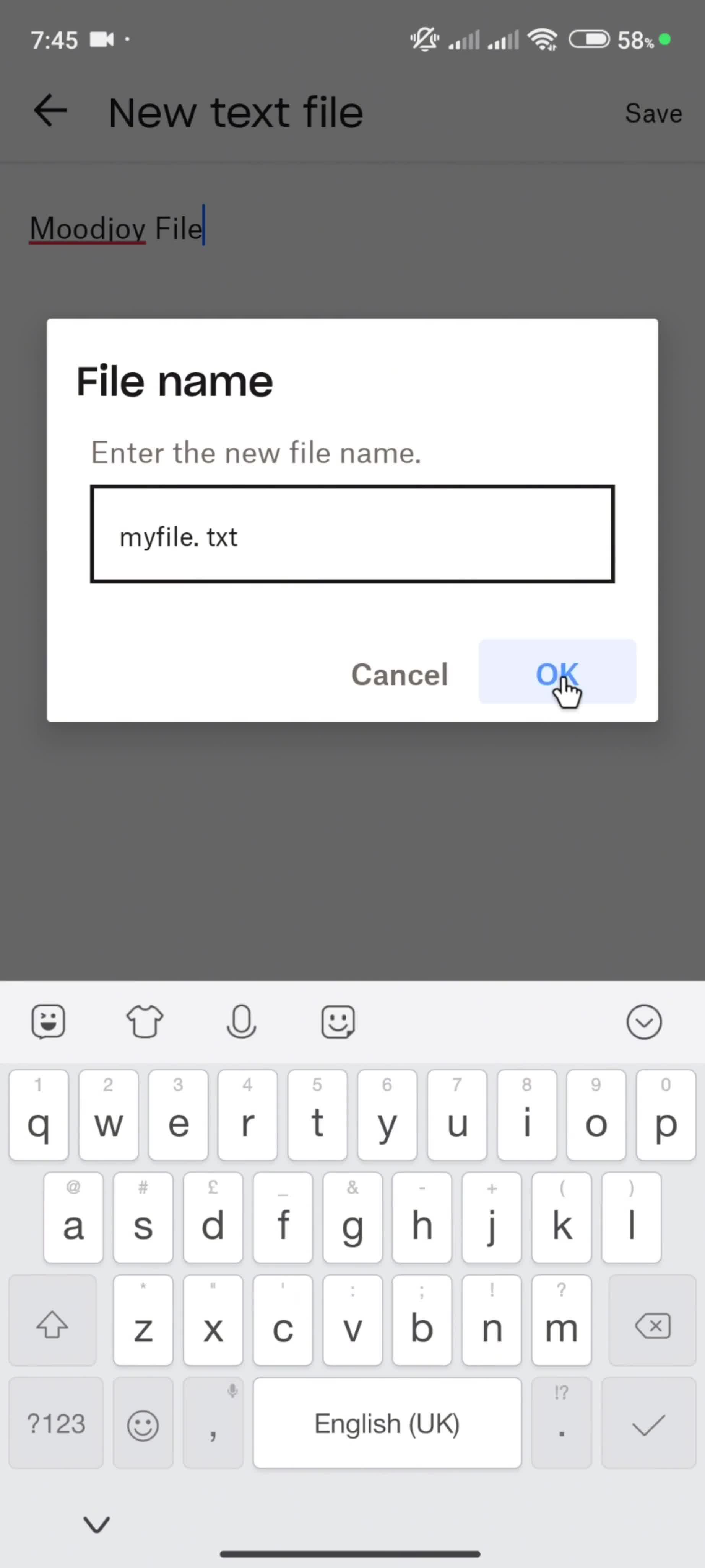 Adding files screenshot