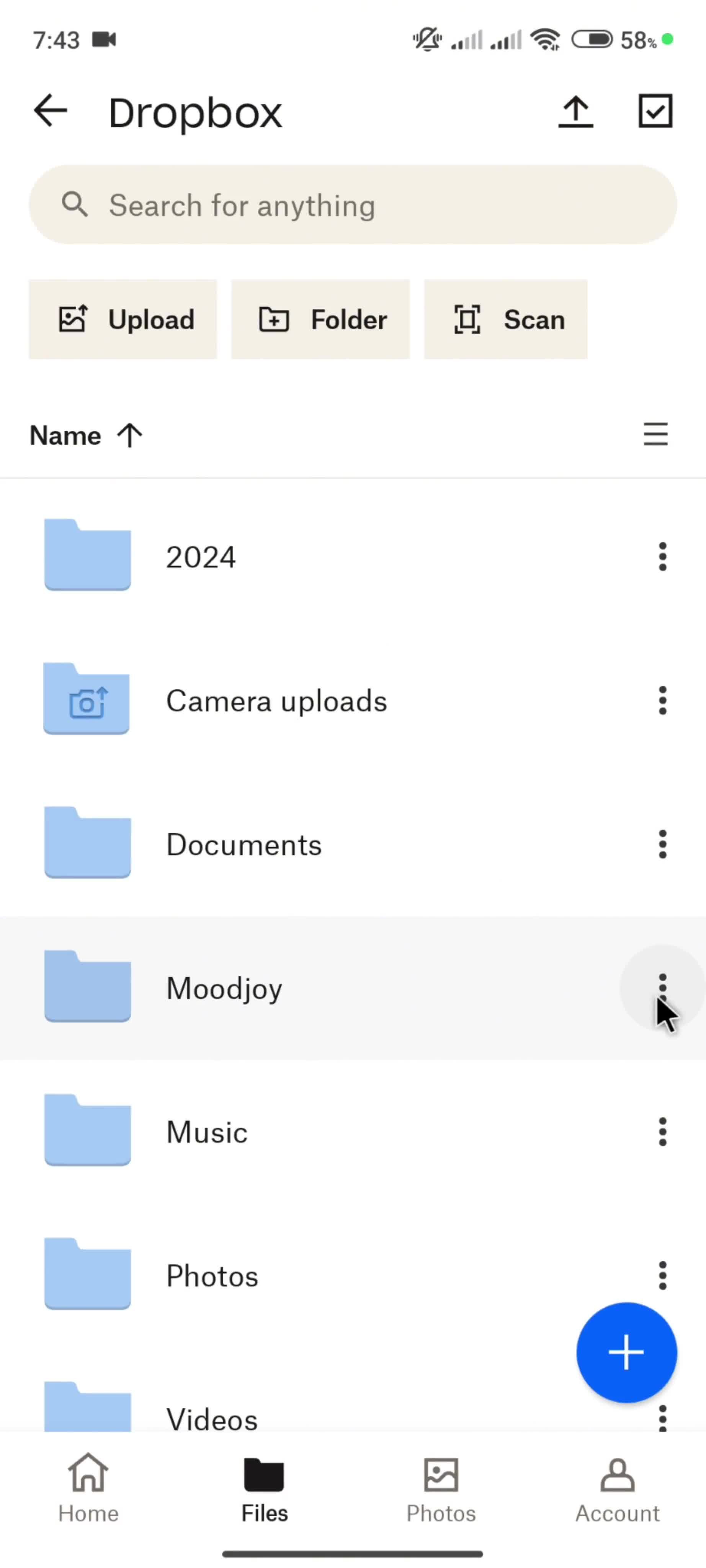 Creating a folder screenshot