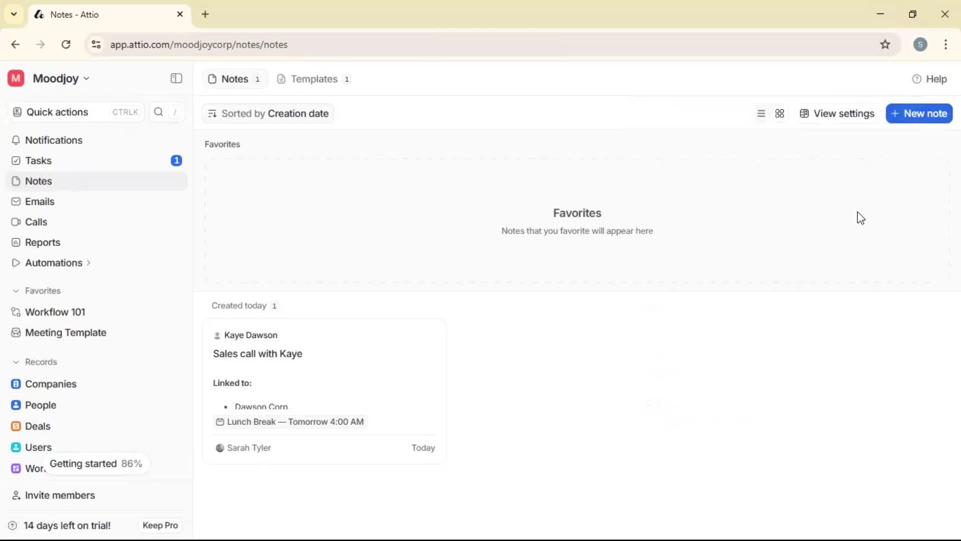 Creating a note screenshot