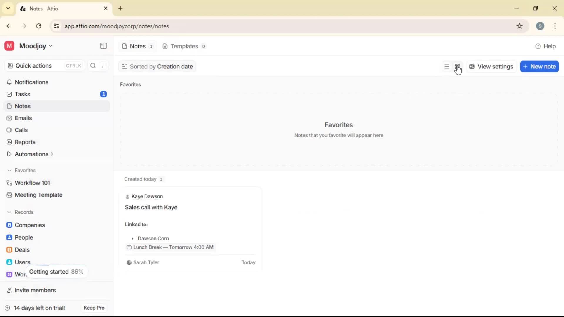 Creating a note screenshot