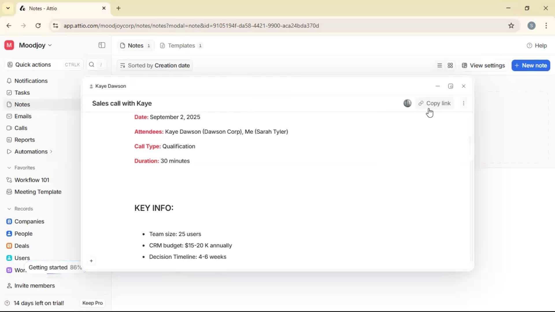 Creating a note screenshot