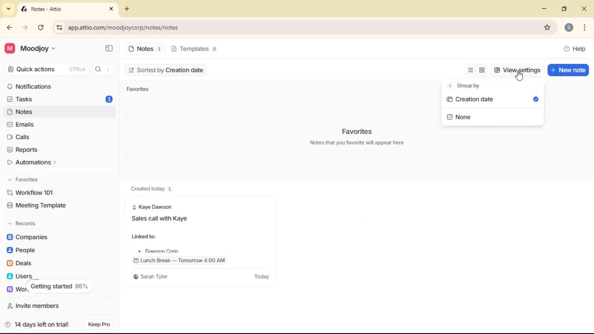 Creating a note screenshot