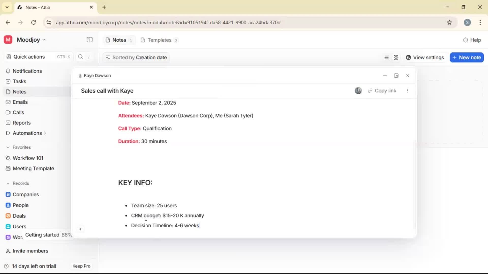Creating a note screenshot