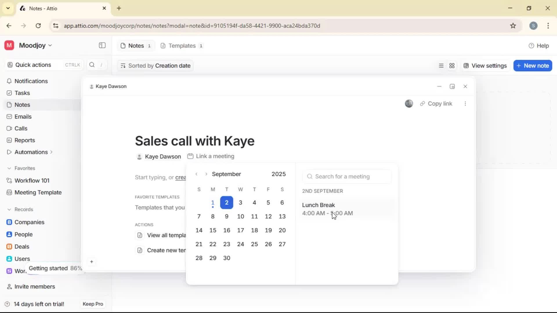 Creating a note screenshot