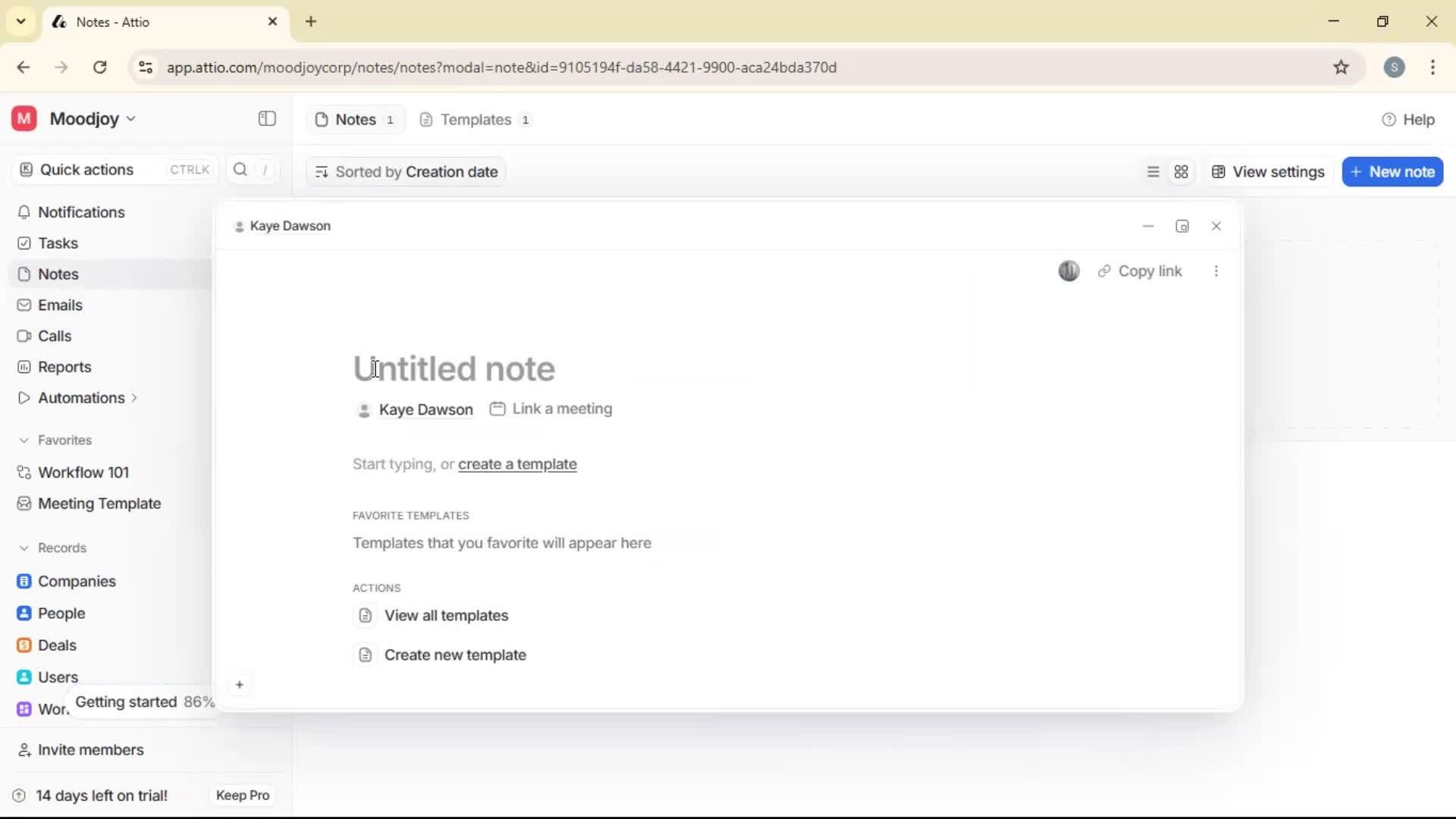 Creating a note screenshot