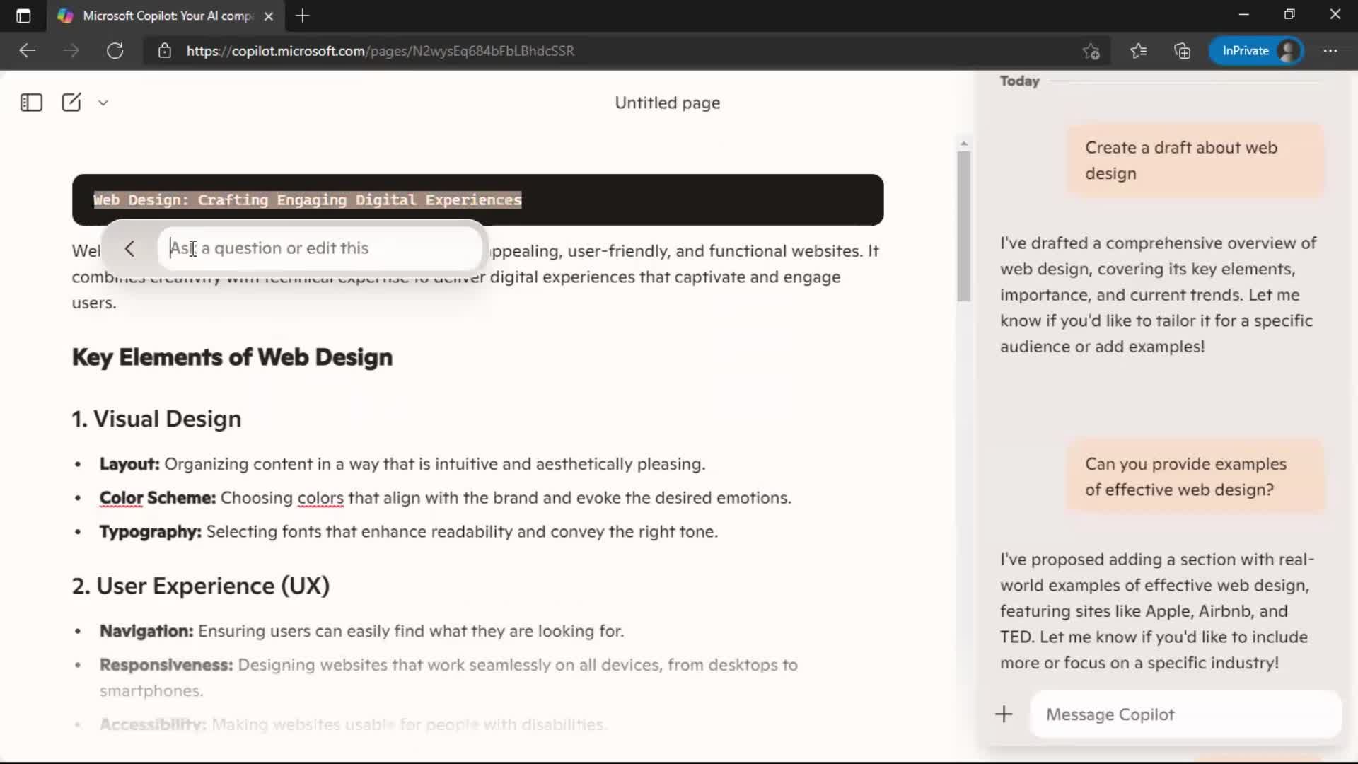 Creating a page screenshot