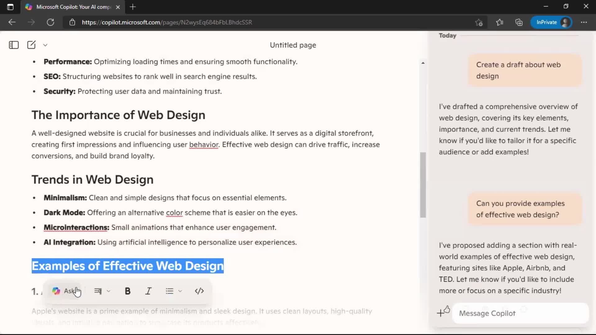Creating a page screenshot