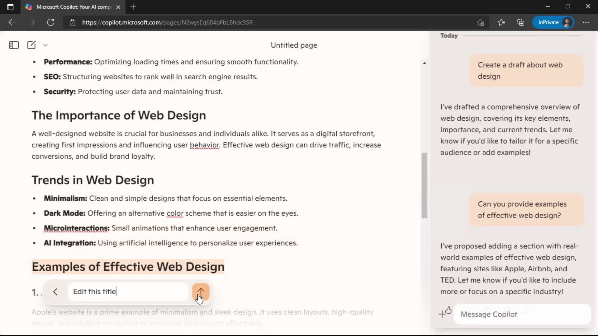 Creating a page screenshot