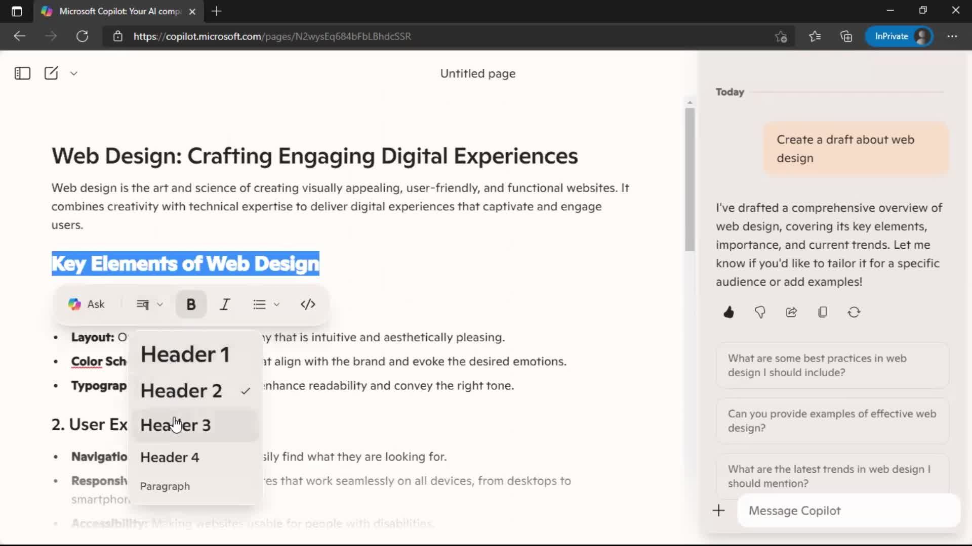 Creating a page screenshot