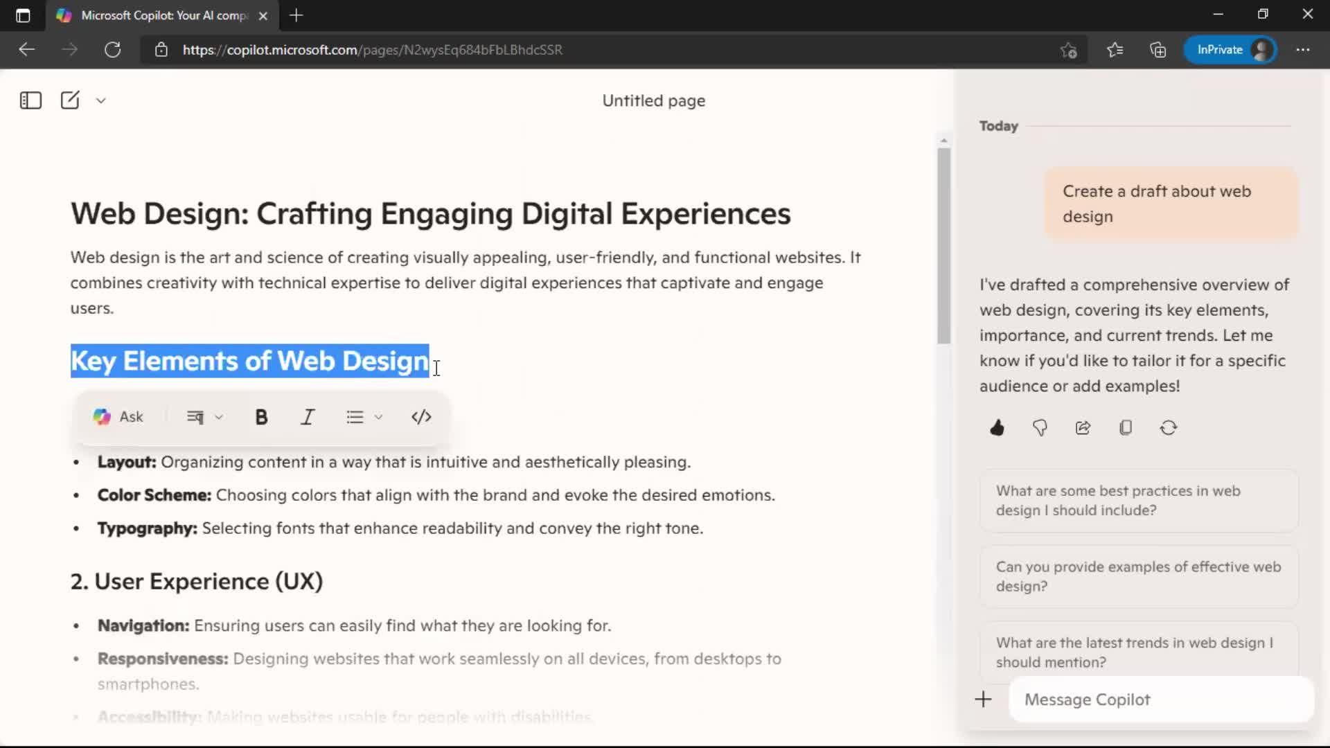 Creating a page screenshot