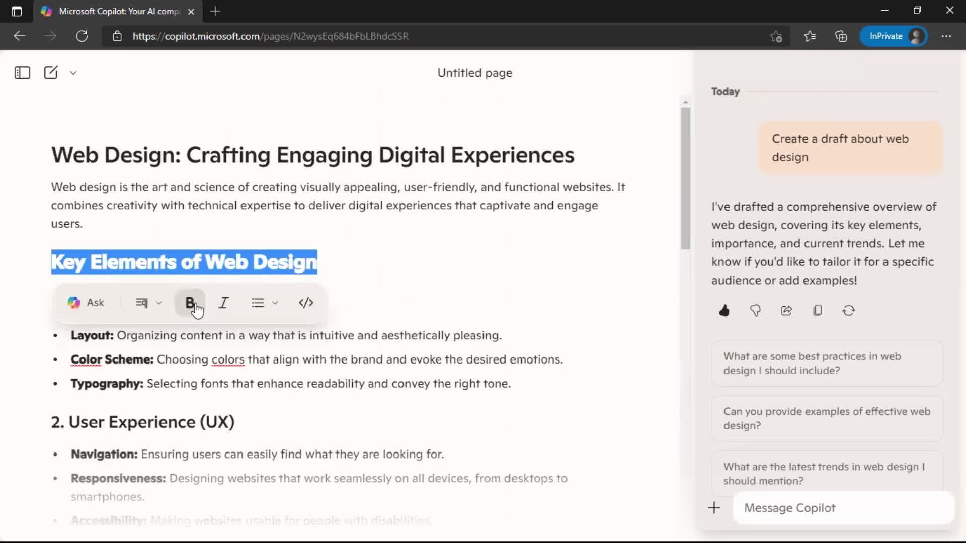 Creating a page screenshot