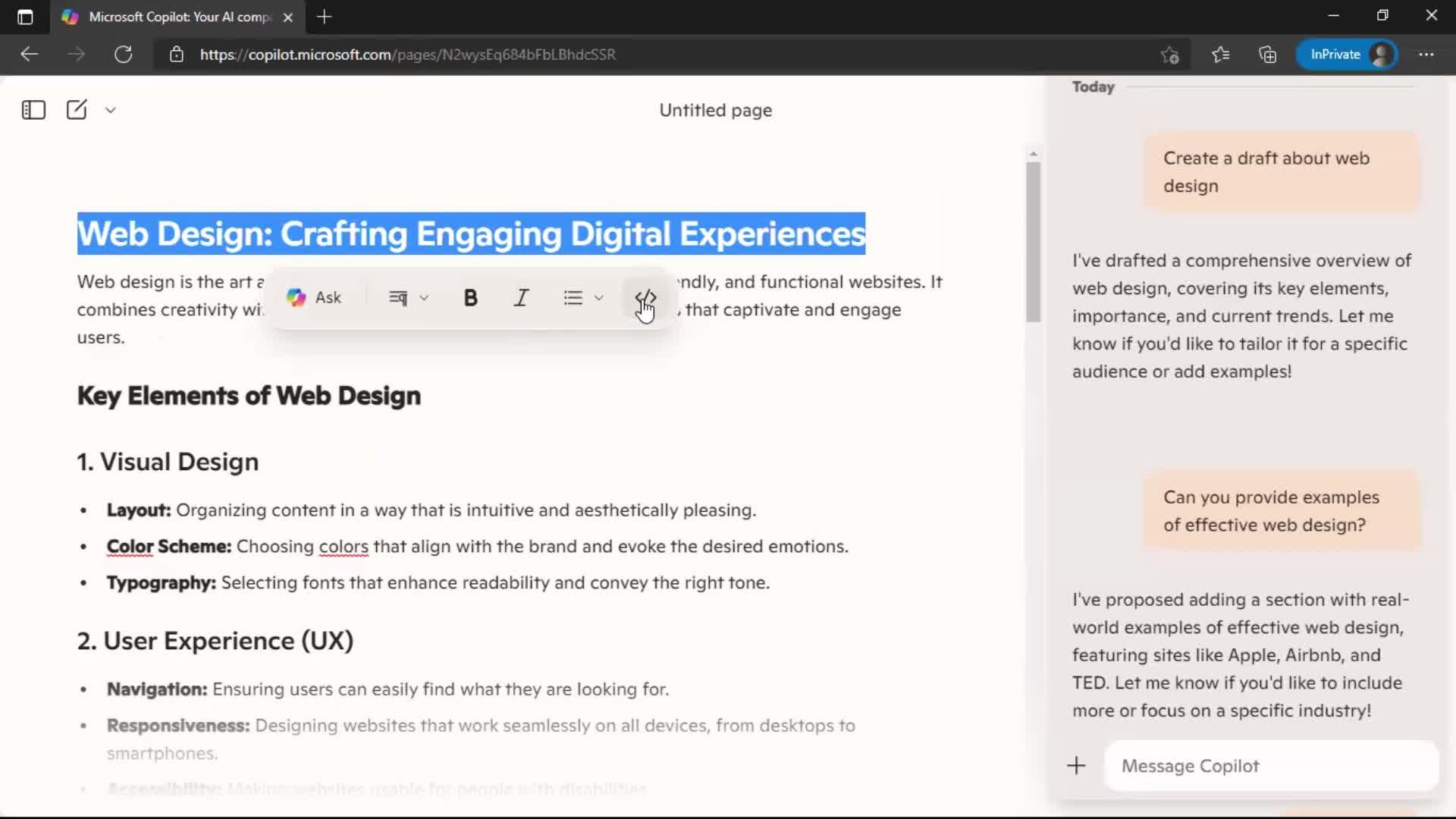 Creating a page screenshot