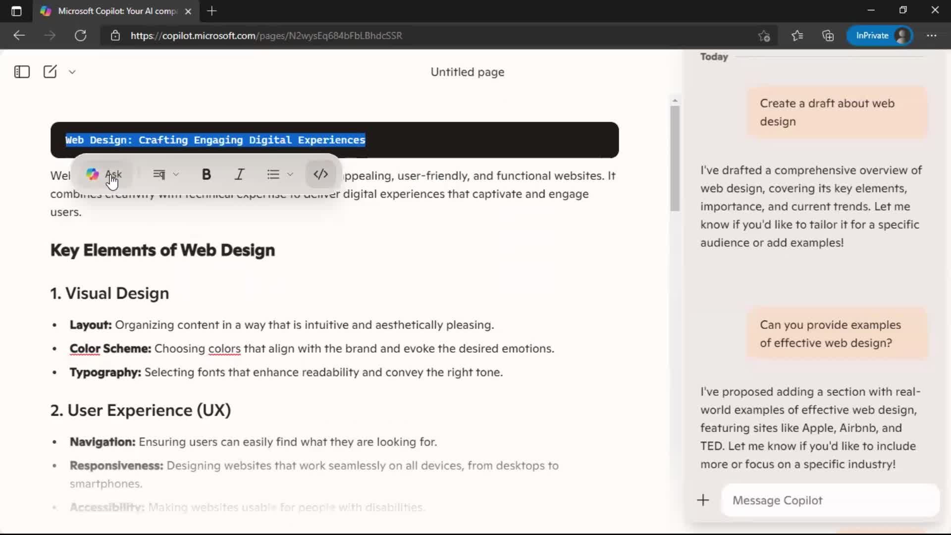 Creating a page screenshot