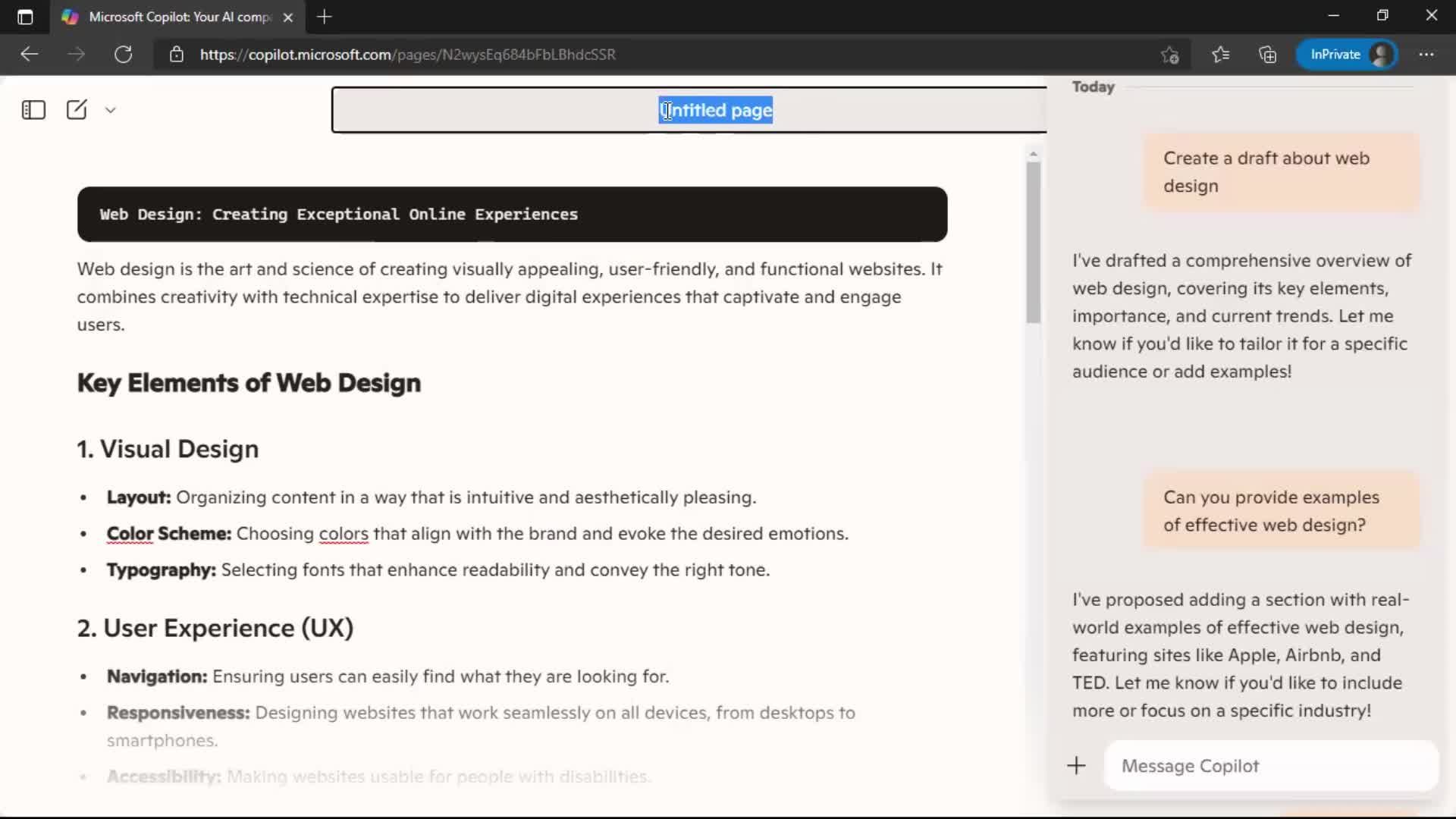 Creating a page screenshot