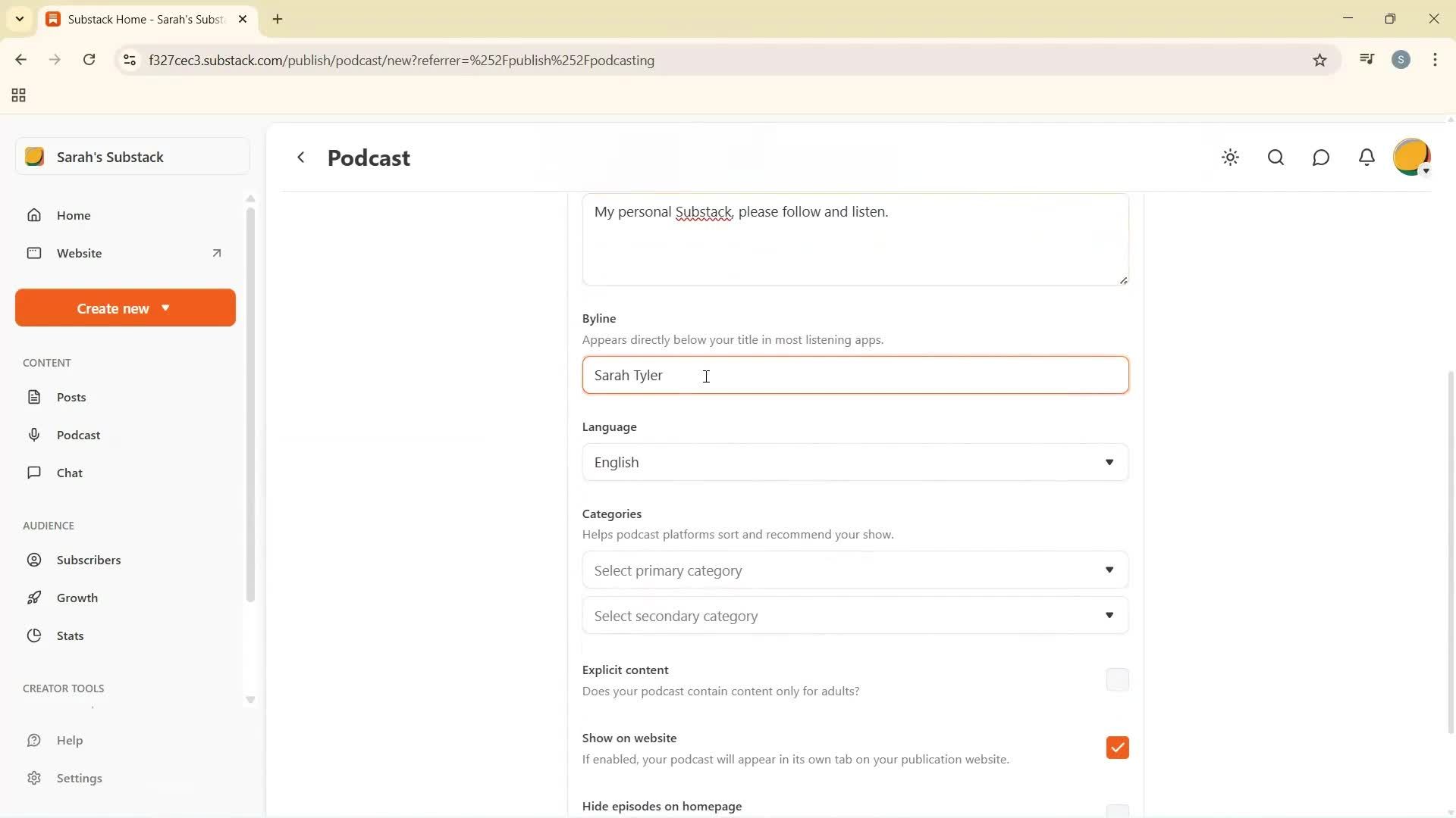 Creating a podcast screenshot