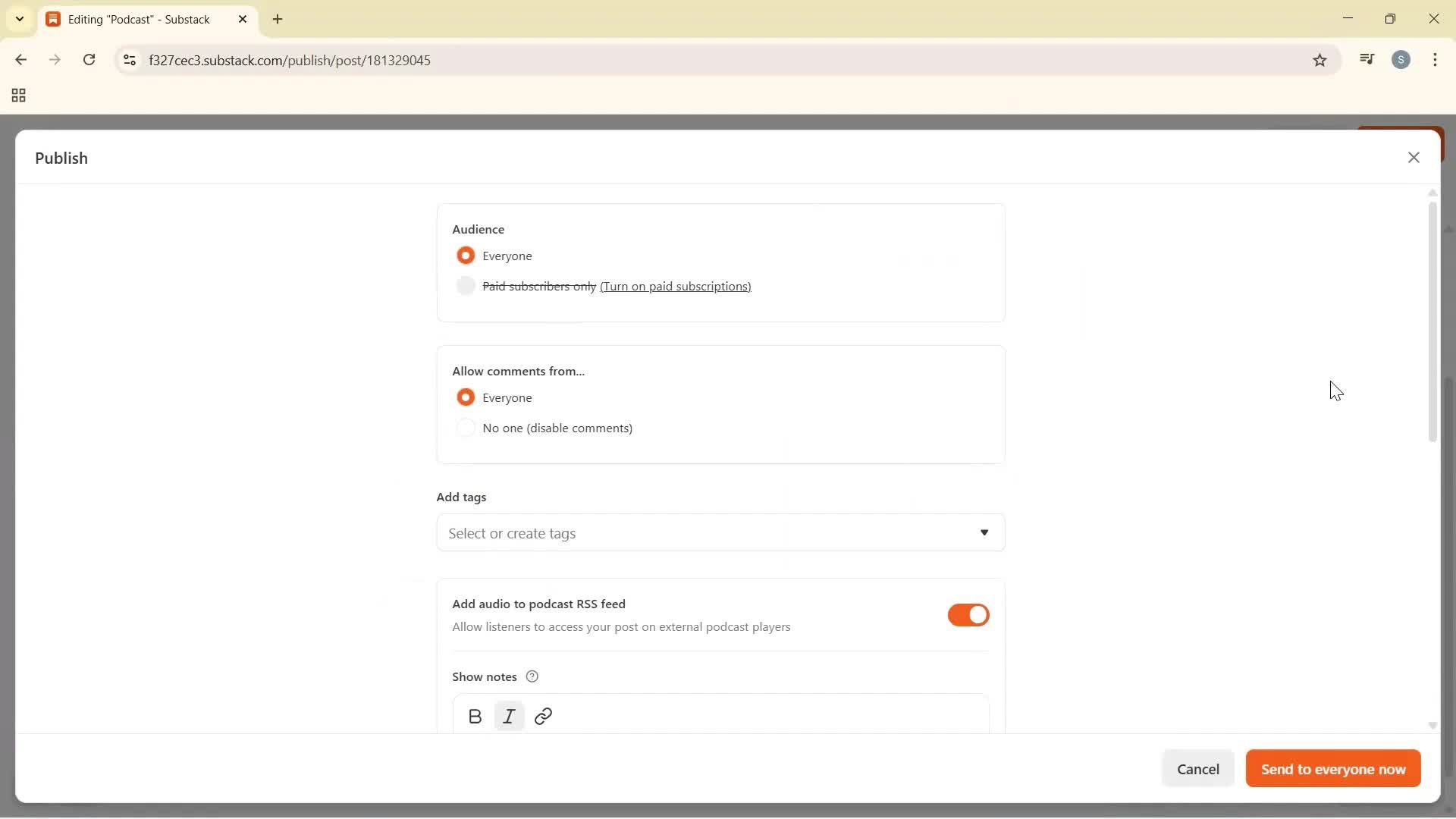 Creating a podcast screenshot
