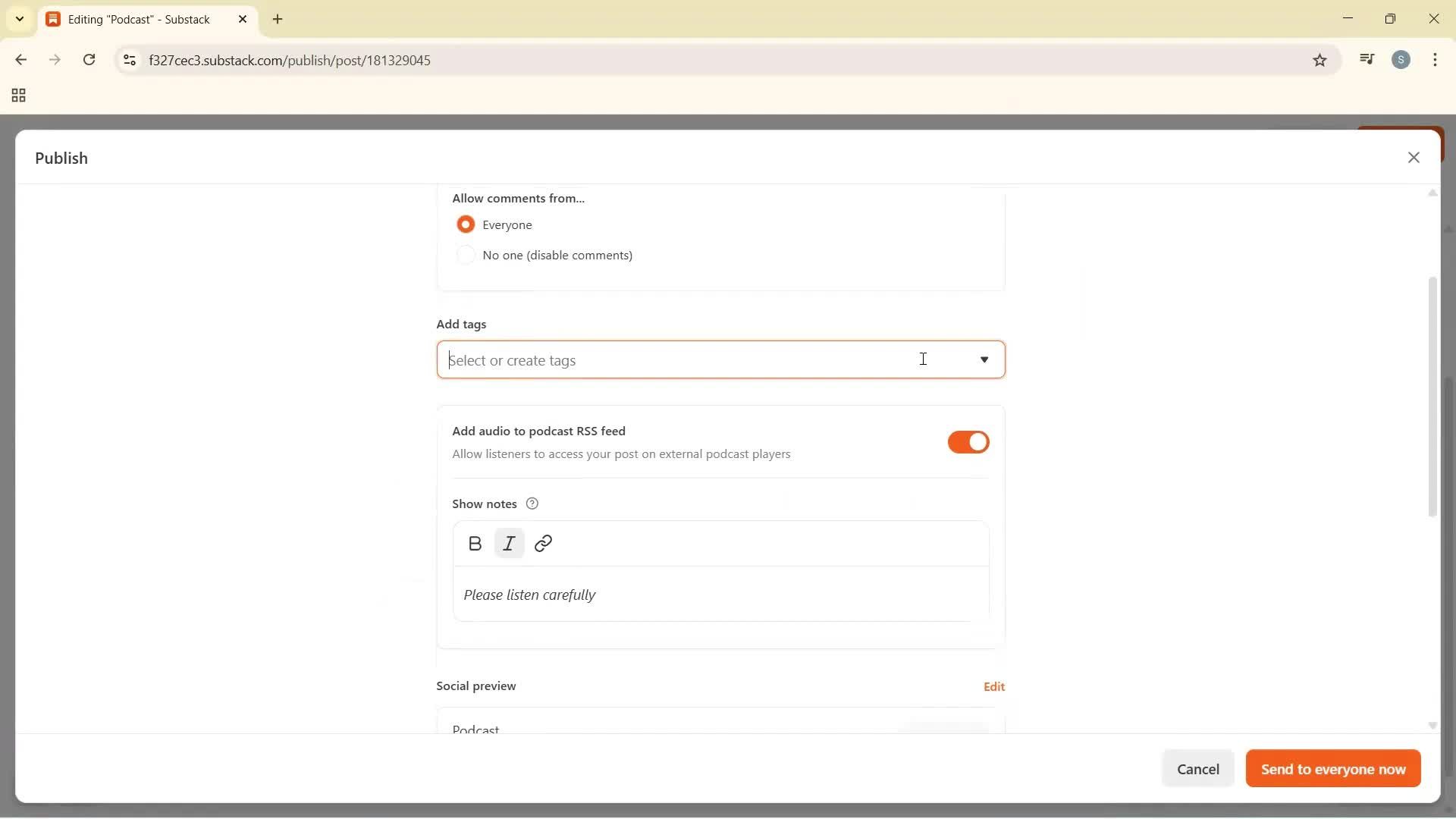 Creating a podcast screenshot