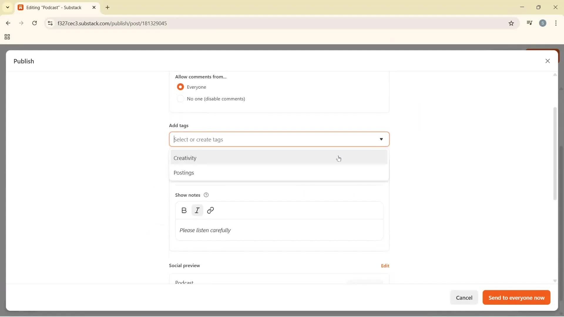 Creating a podcast screenshot