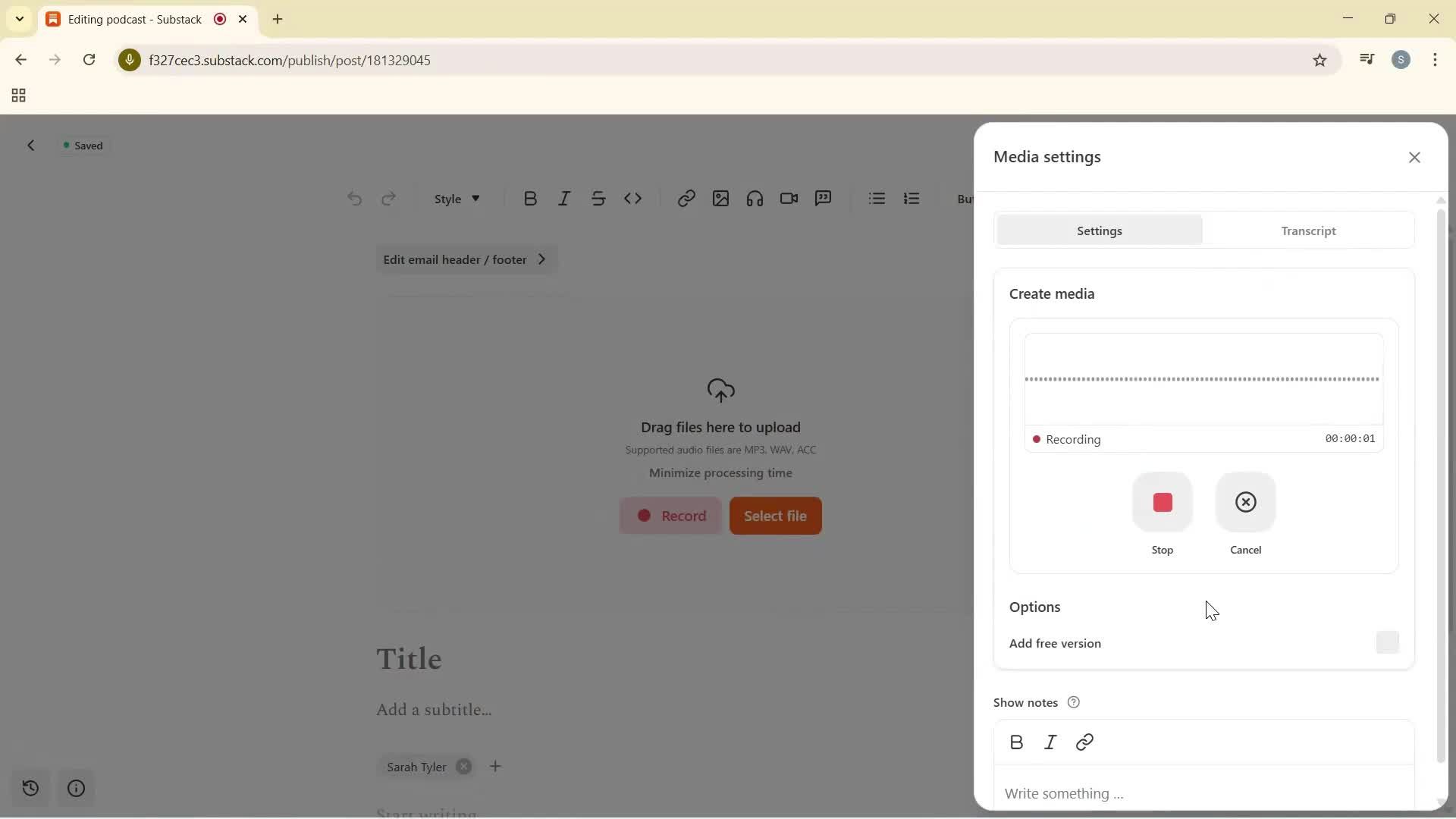 Creating a podcast screenshot