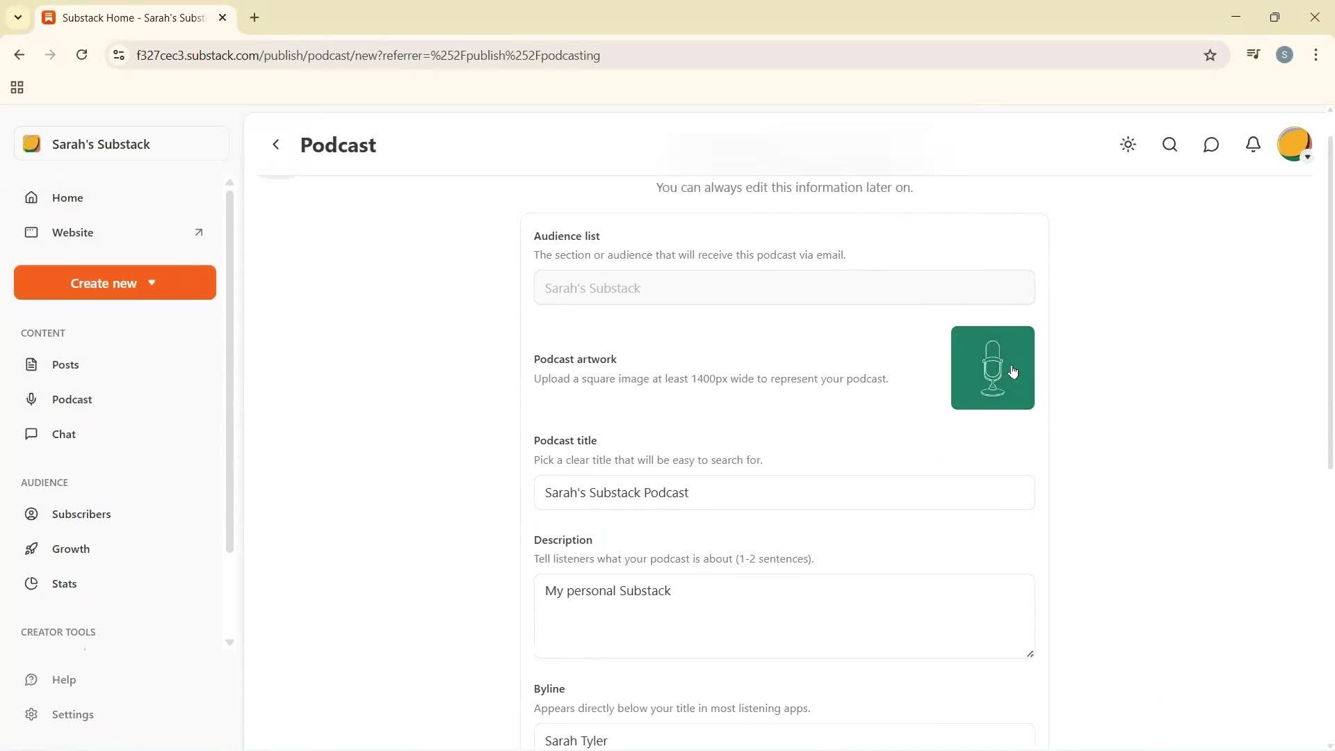 Creating a podcast screenshot