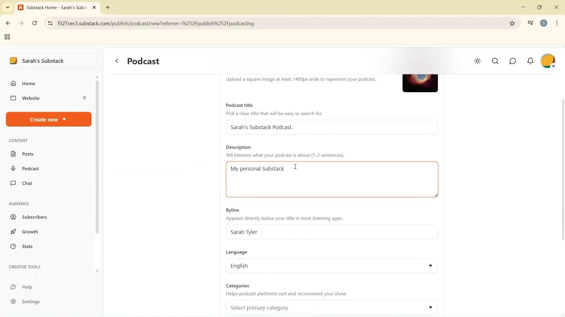 Creating a podcast screenshot