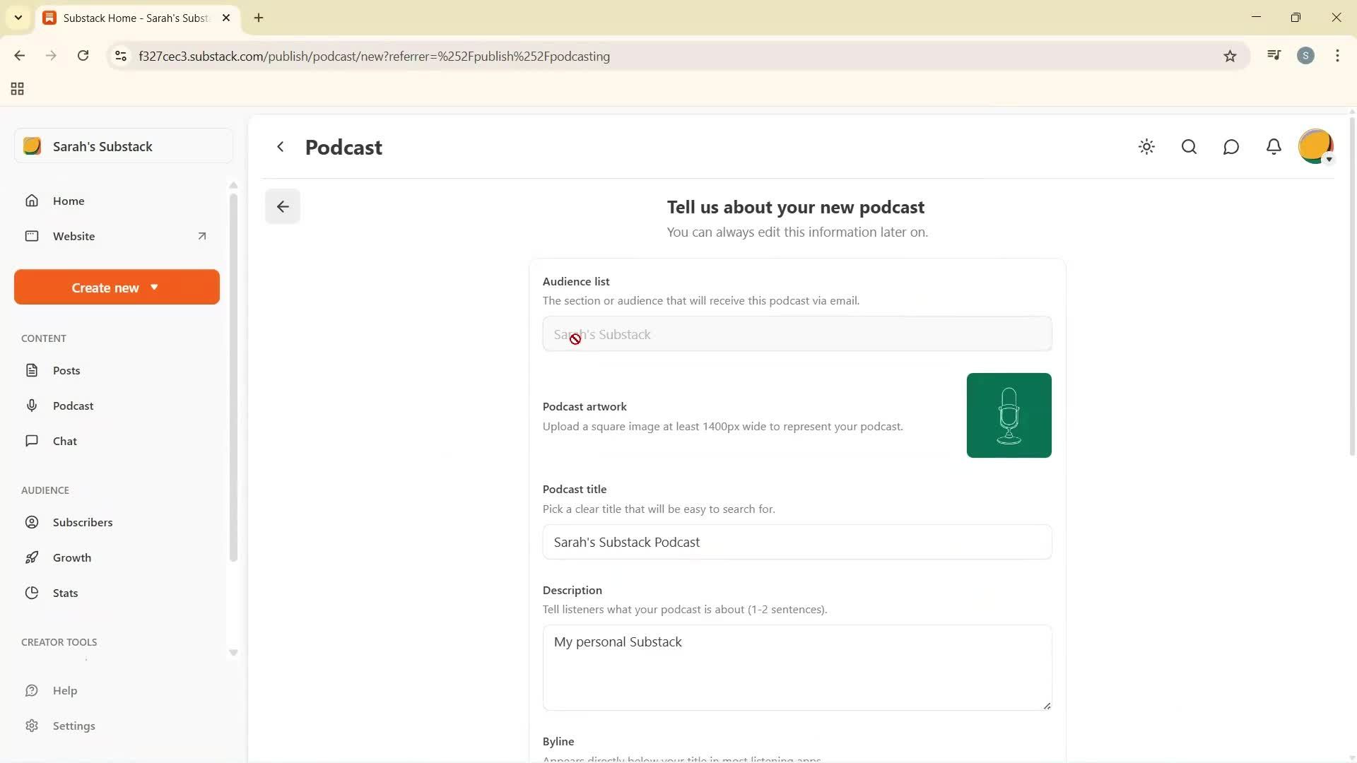 Creating a podcast screenshot