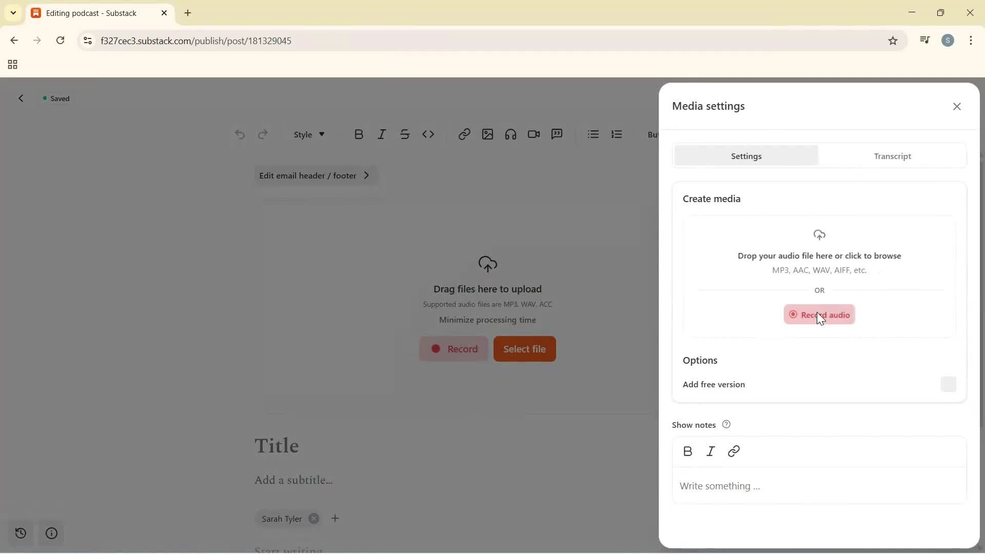 Creating a podcast screenshot